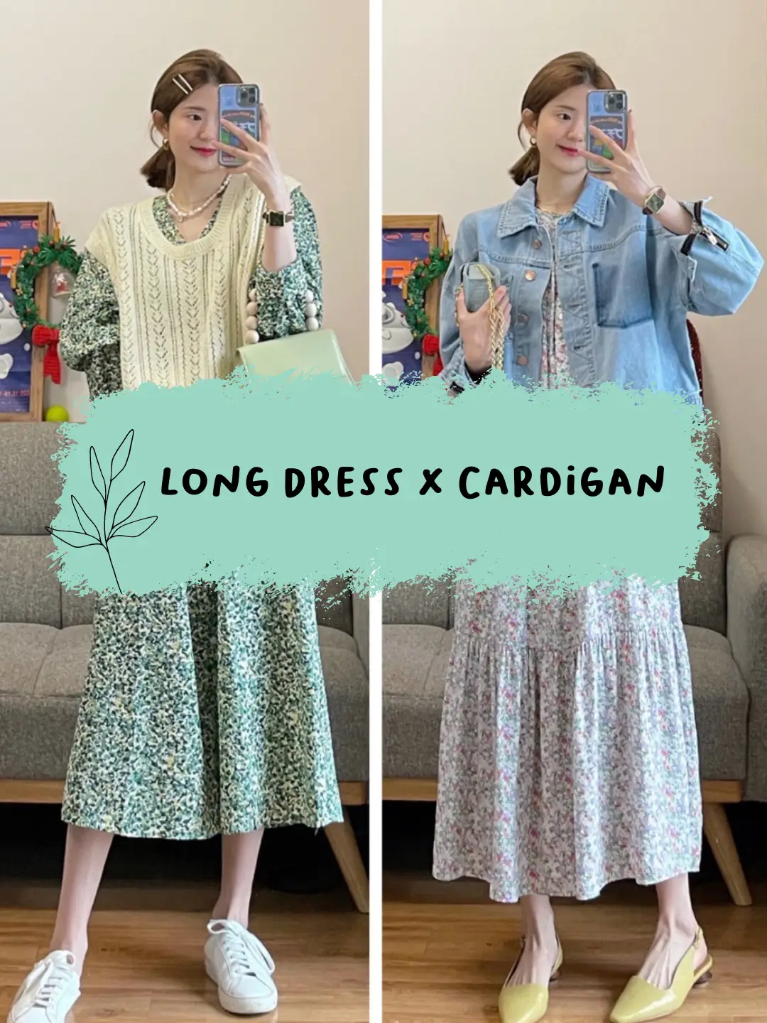 Dress shop dengan cardigan