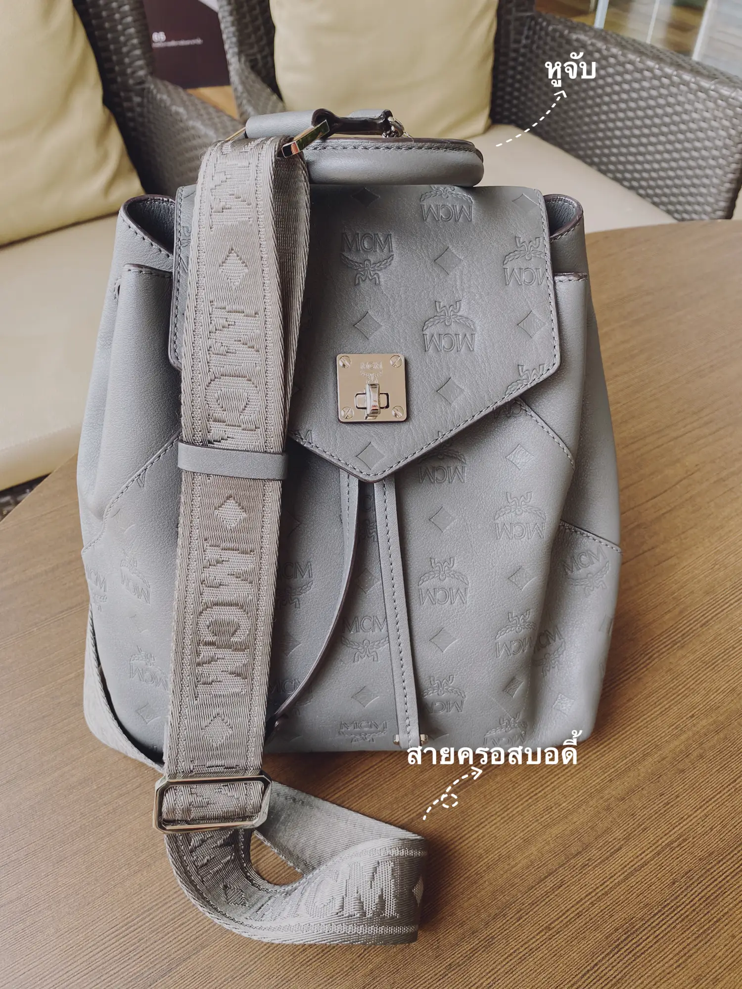 Mcm essential backpack in monogram 2024 leather