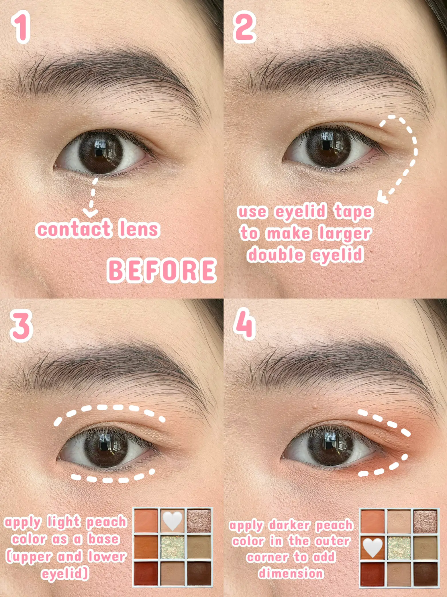 Simple Korean Peachy Eye Makeup Anti