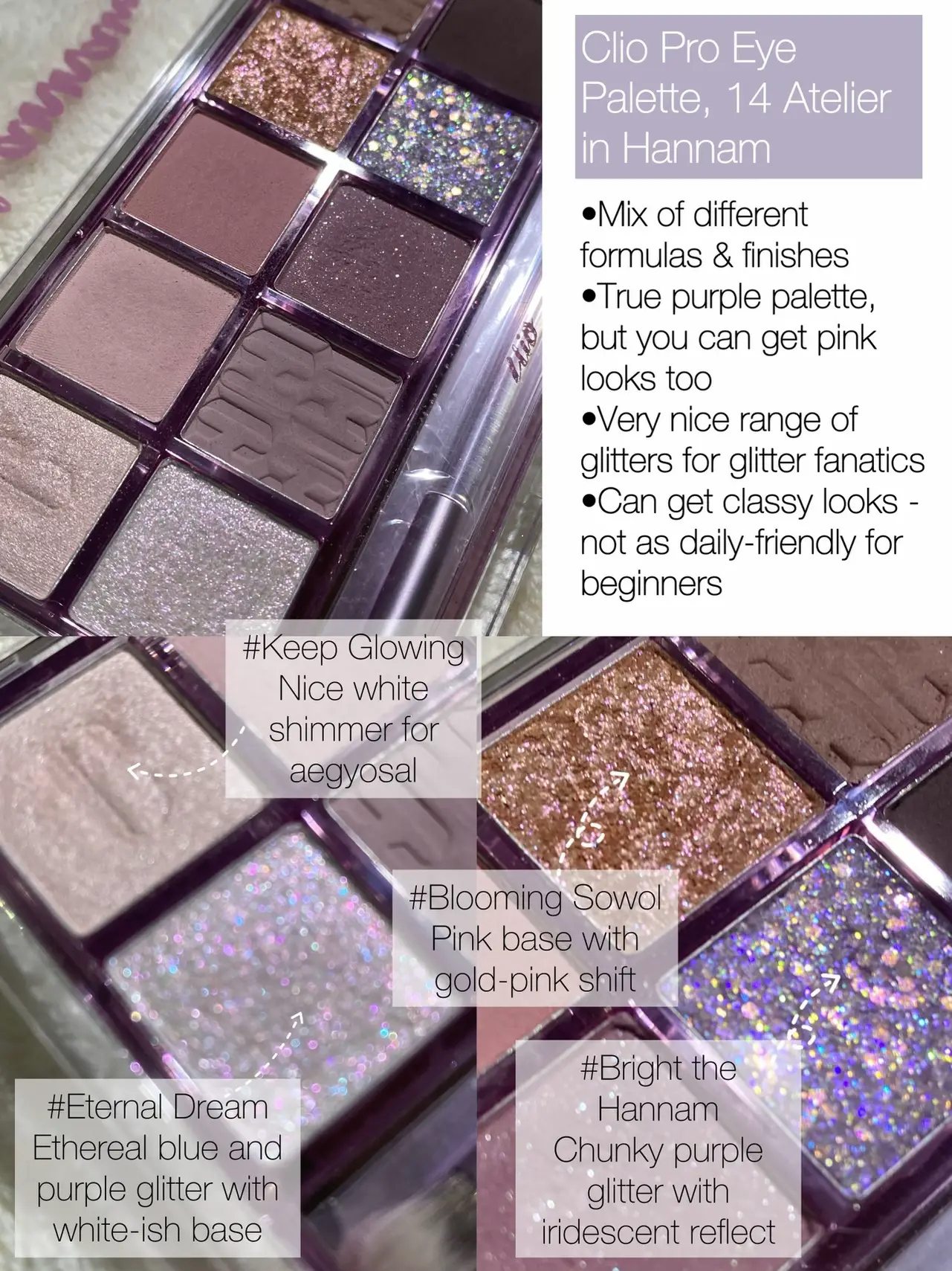 Professional Korean Glitter Eyeshadow Palette Shimmer & Bright