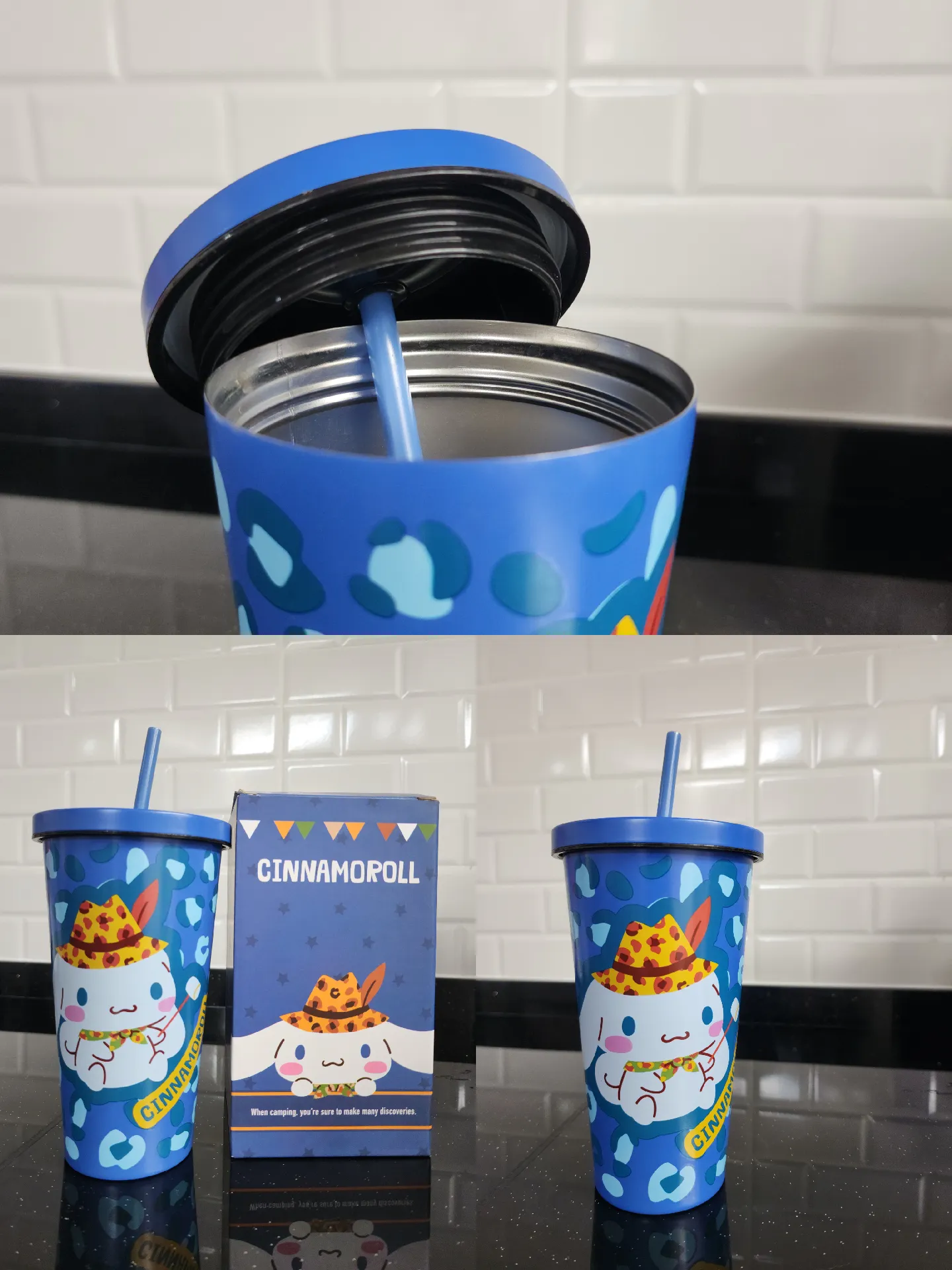 Cute Cinnamoroll With Cinnamon Roll 20 Ounce Tumbler With Lid and Straws 