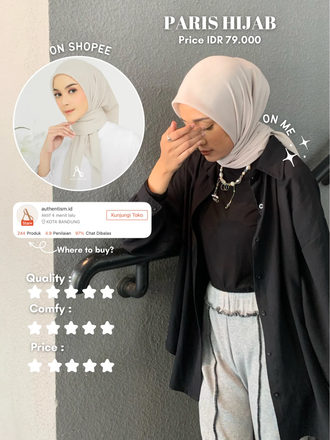 Shop Lozy Hijab Inner Shirt Nude Cream Manset