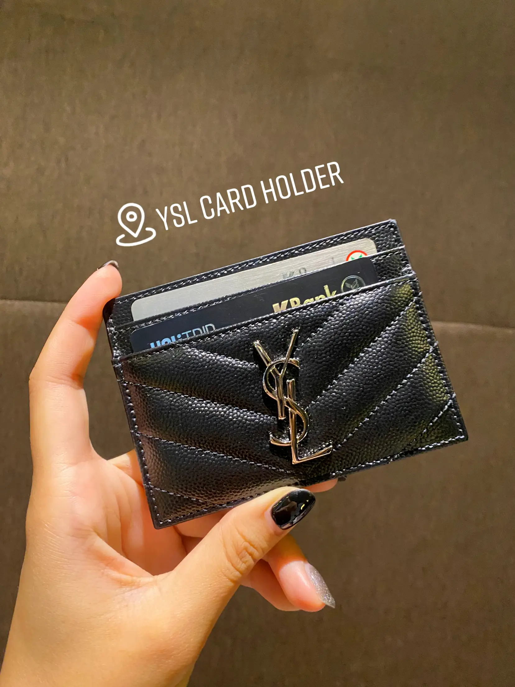 Ysl card holder discount black and gold