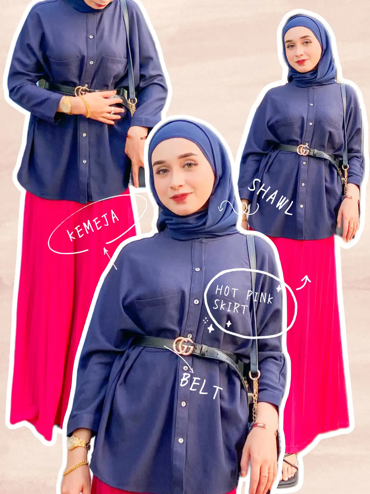 NAVY BLUE & HOT PINK OUTFIT | Gallery posted by Azna Ainun | Lemon8