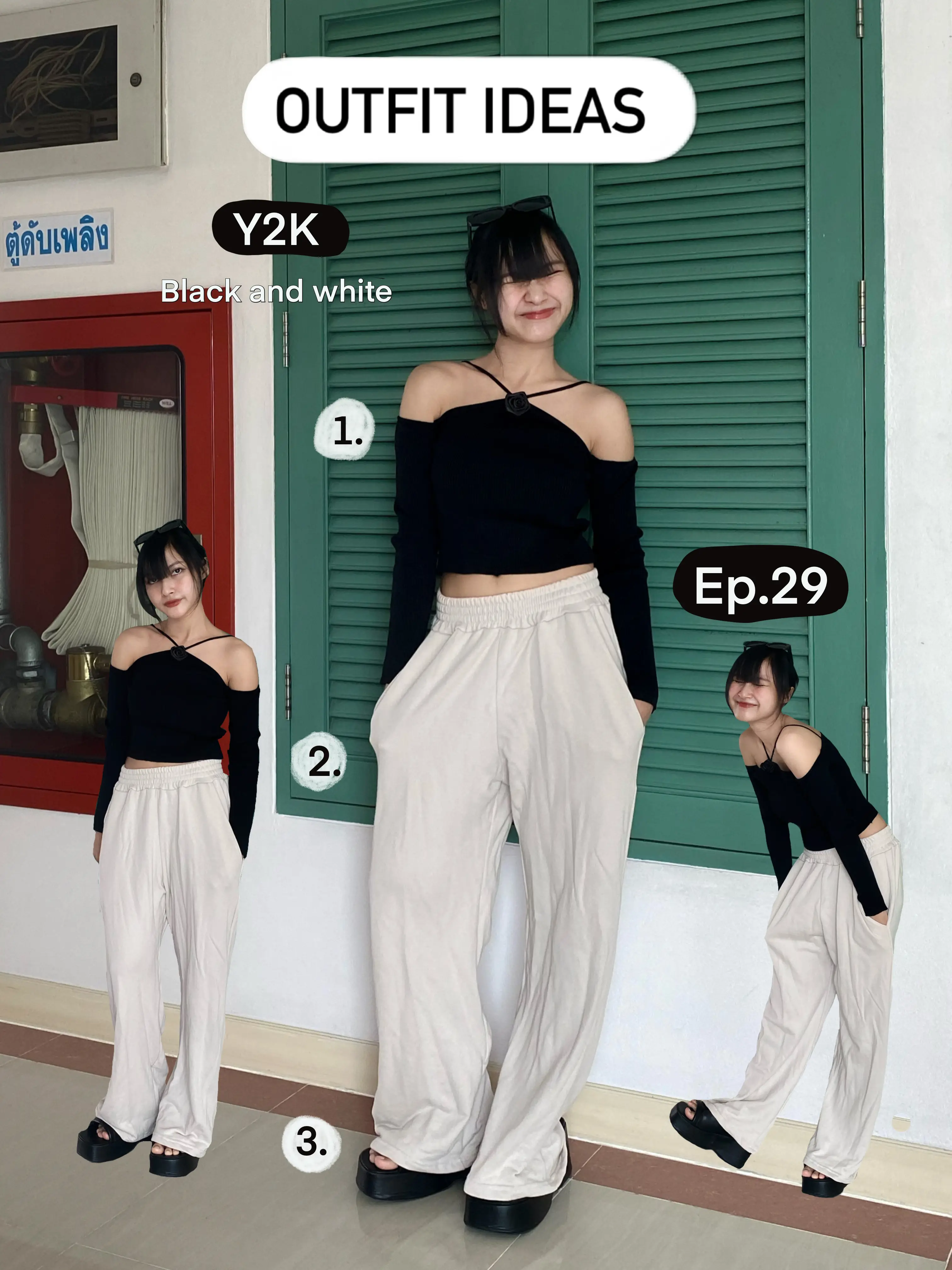 Outfit ideas ep.29 | Y2K black and white (พร้อมพิกัด) | แกลเลอรีที่ ...