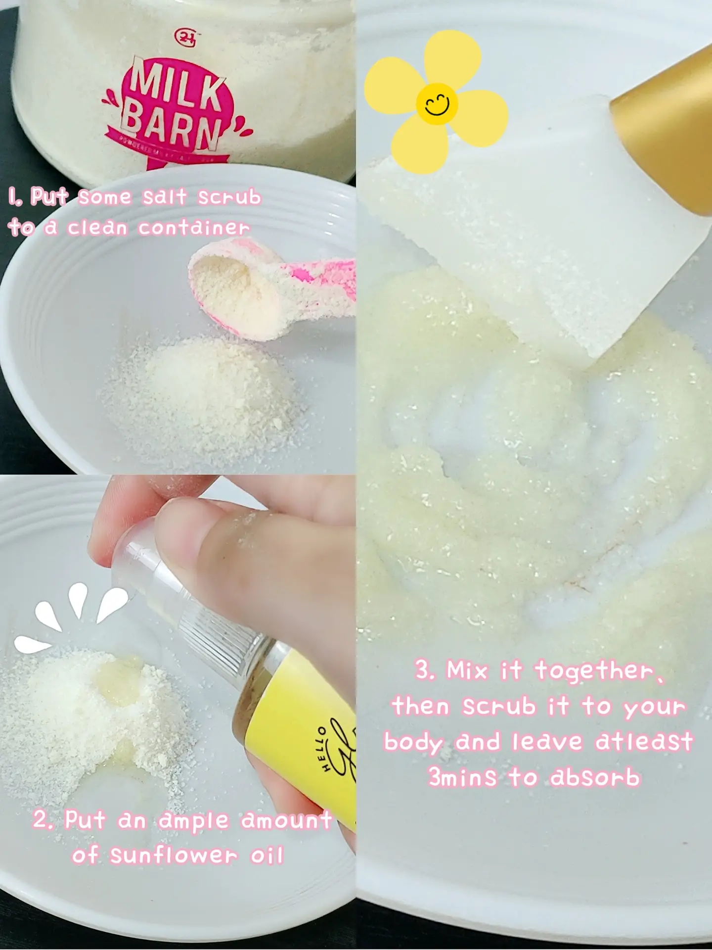 Salt scrub + sunflower oil hack Gallery posted by gabriella11 Lemon8