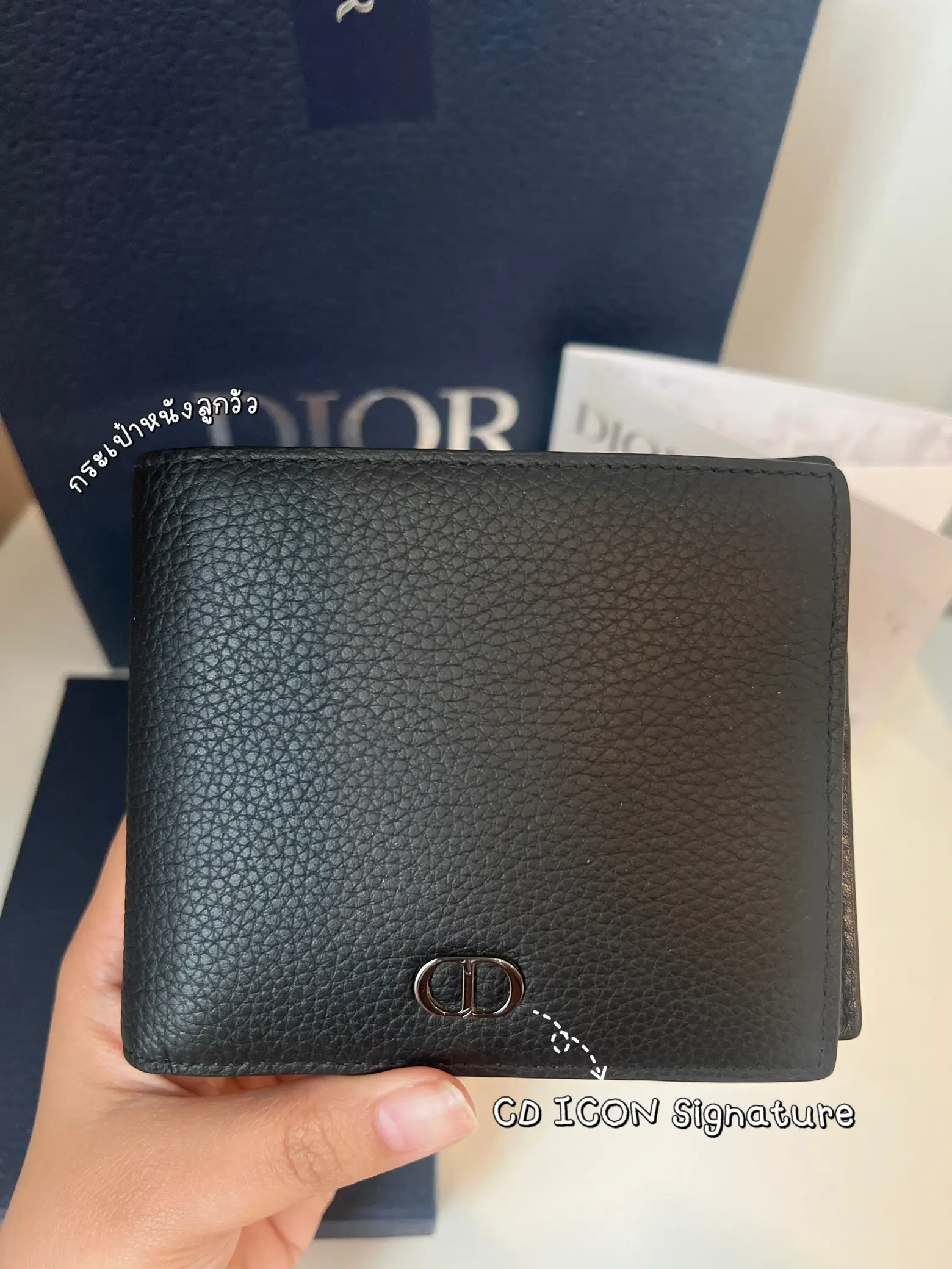 Dior - Compact Wallet Black Grained Calfskin with CD Icon Signature - Men - Gift Ideas for Him