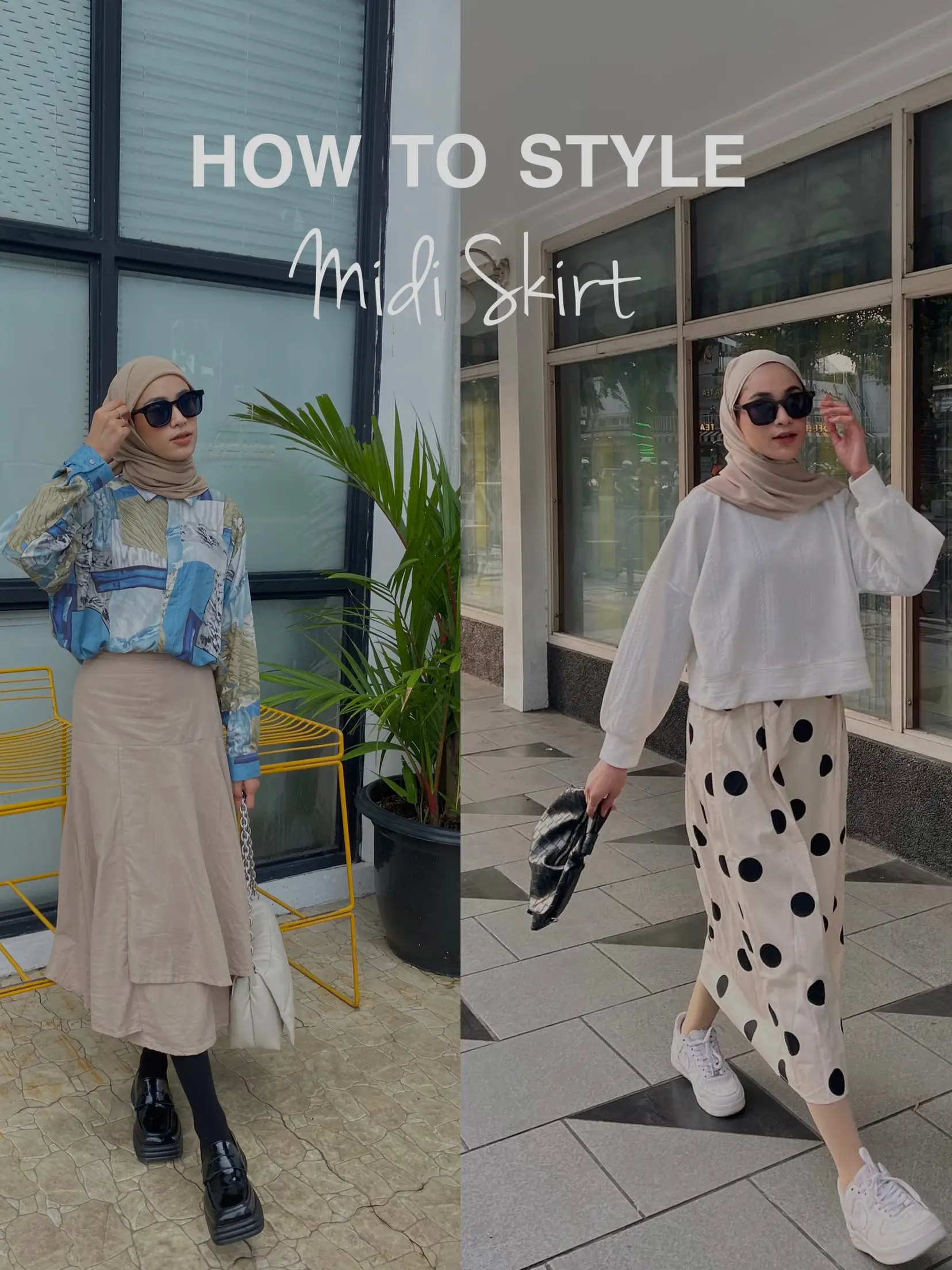 Midi skirt hijab on sale outfit