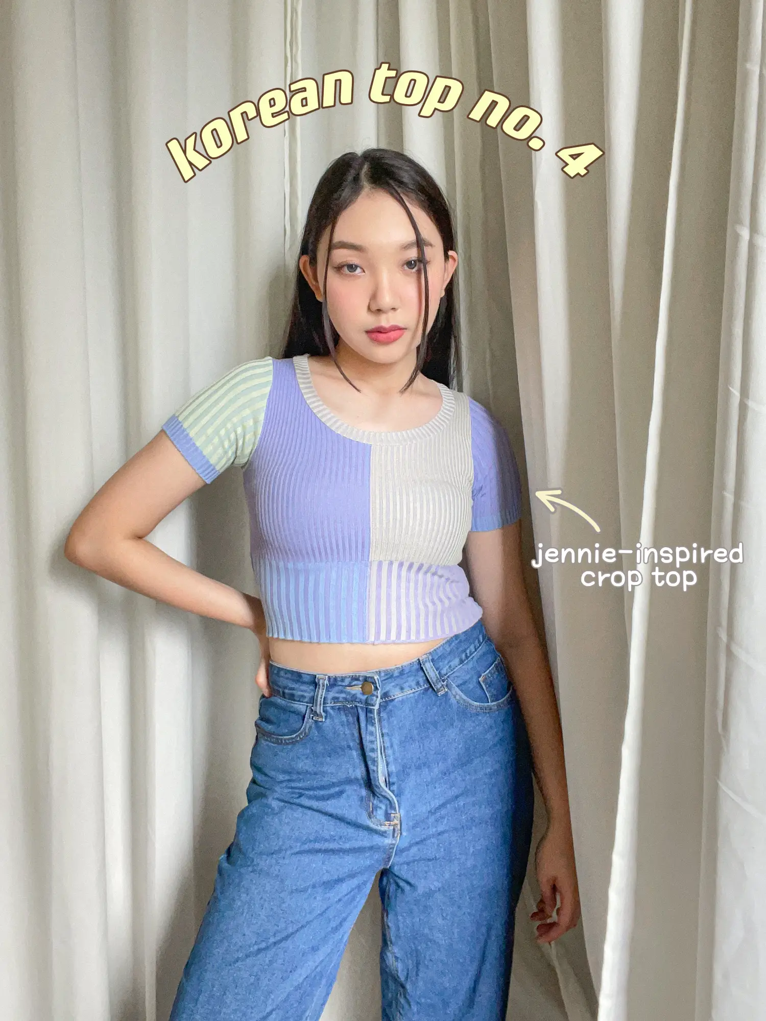 Korean crop store top outfit