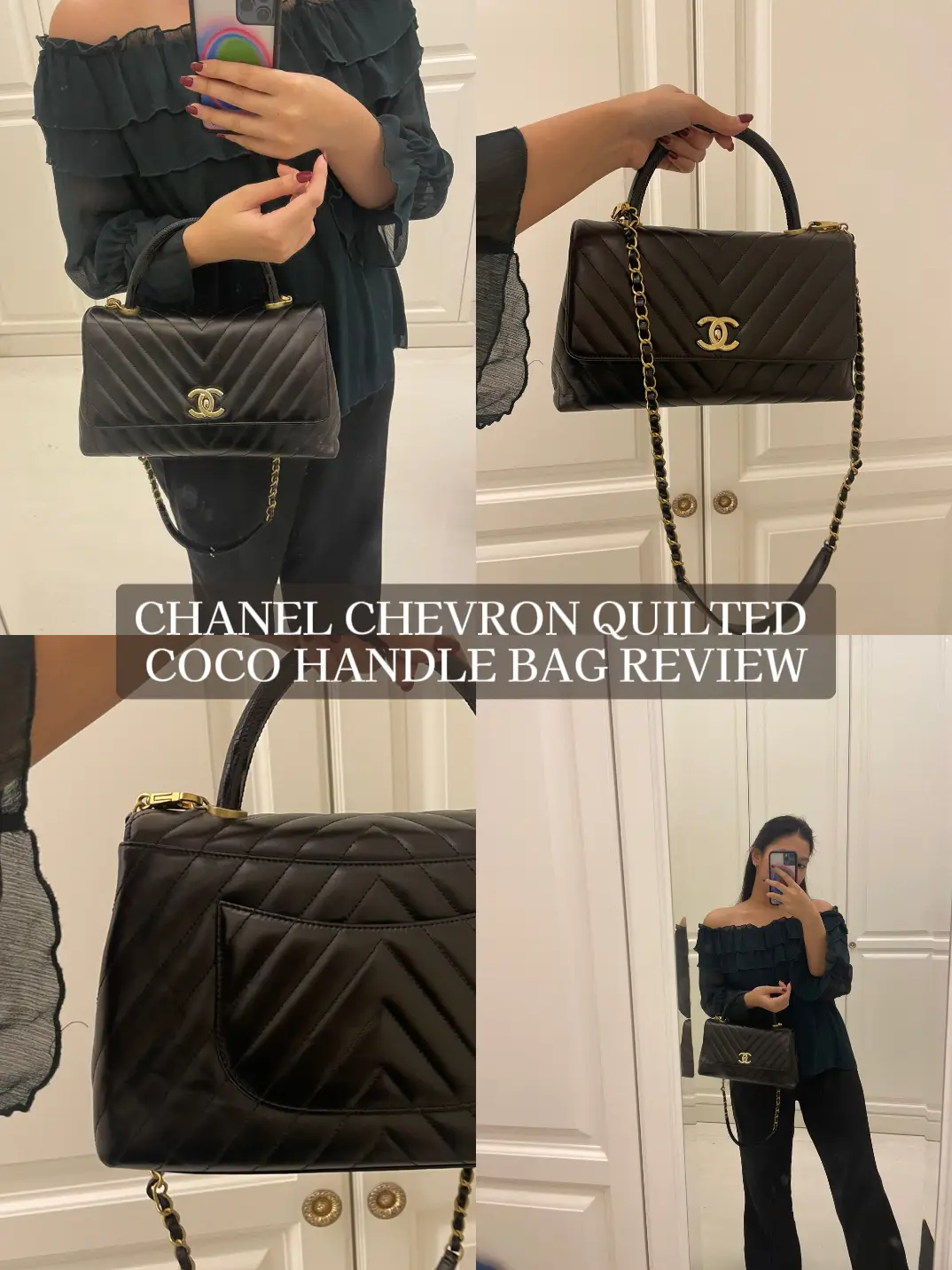 Chanel Chevron Quilted Caviar Coco Handle Flap
