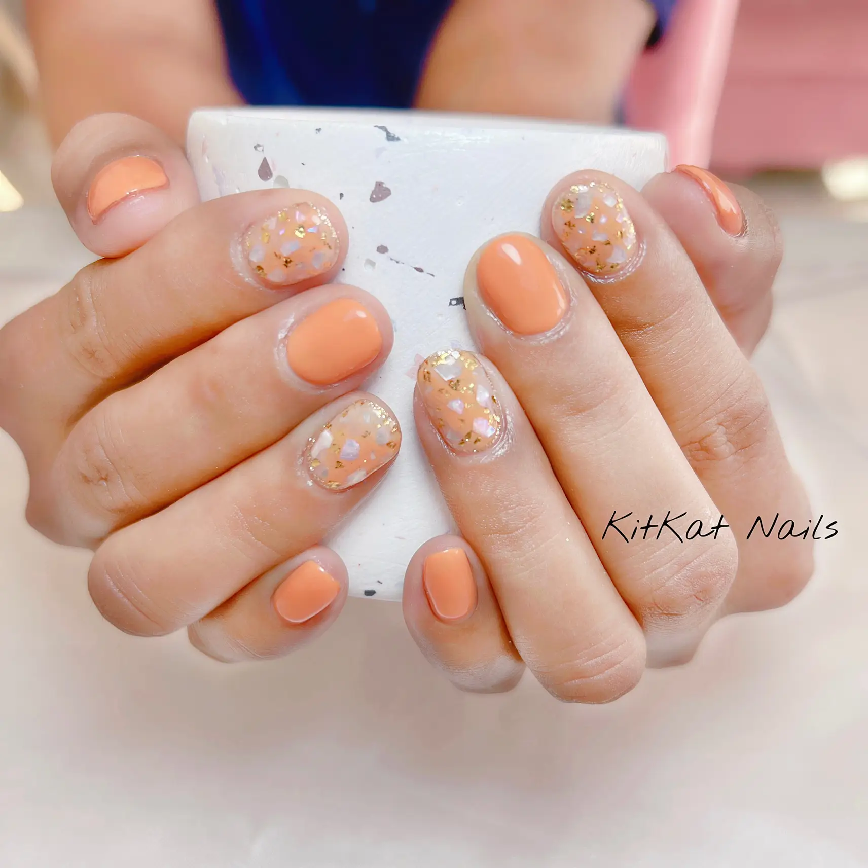 สีส้มฝังเปลือกหอย แกลเลอรีที่โพสต์โดย KitKat Nails Lemon8