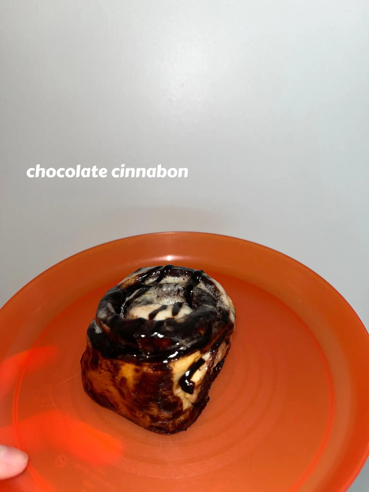 Two Cinnabon Chocobon Soft Chocolate Buns Topped Rich Cream Cheese