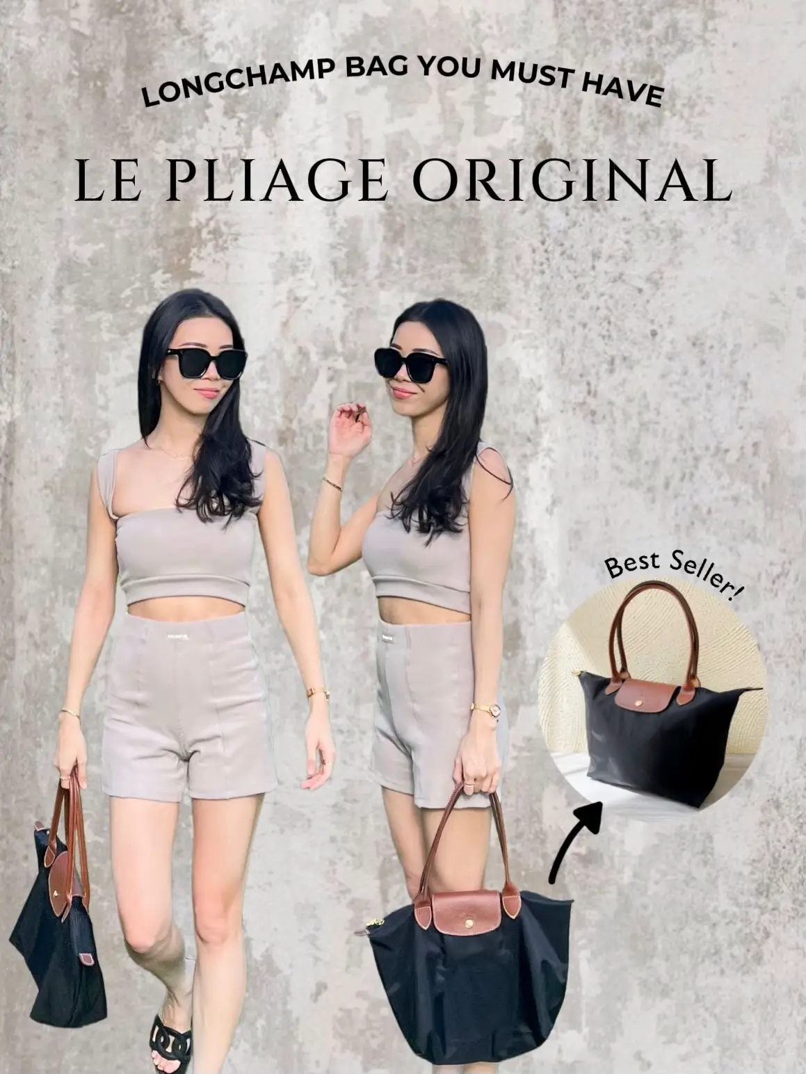 Longchamp black Le Pliage Original Pouch