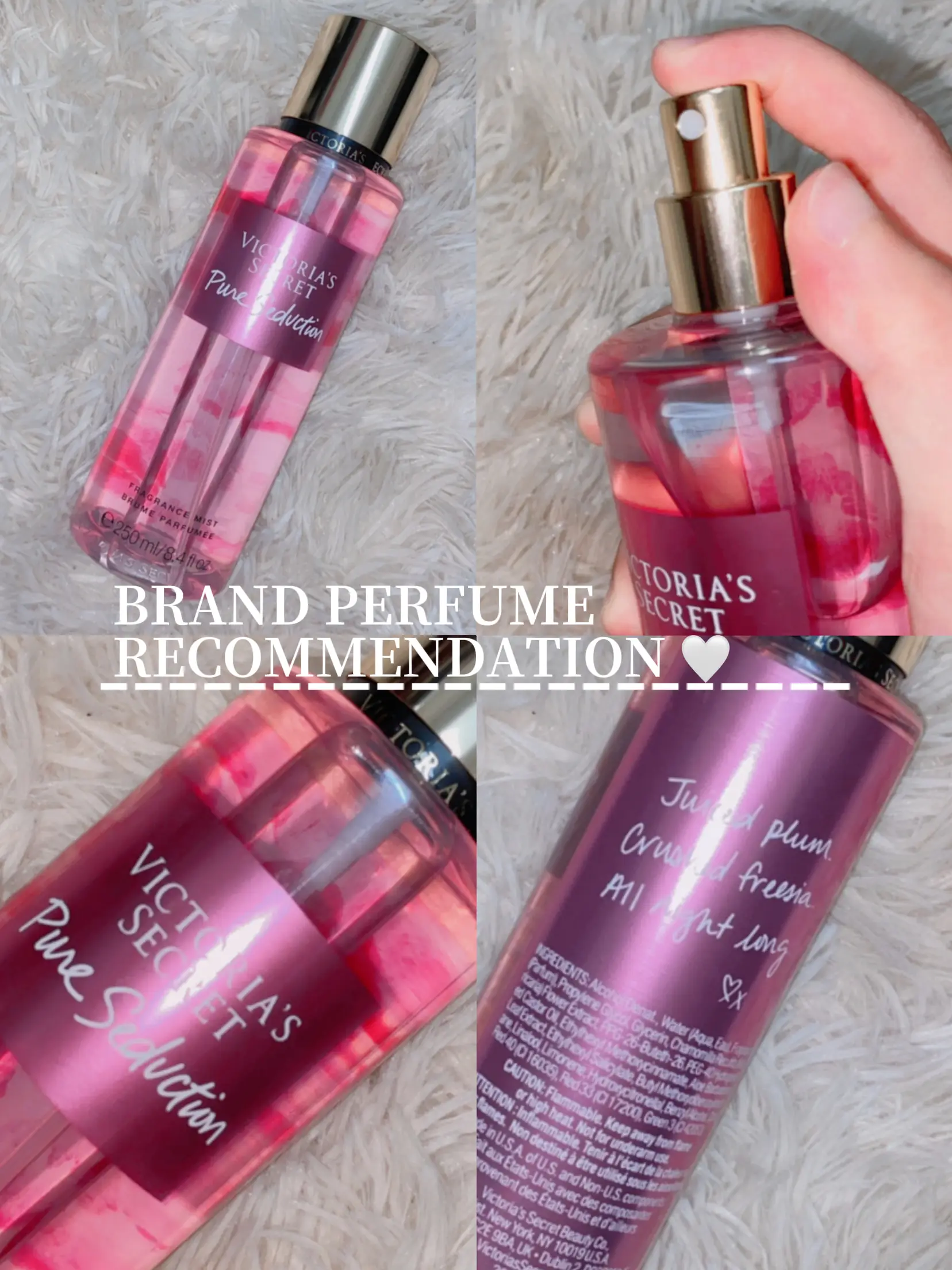 Victoria's Secret Pure Seduction Body Mist, Perfume with Notes of Juiced  Plum and Crushed Freesia, Womens Body Spray, All Night Long Women's  Fragrance