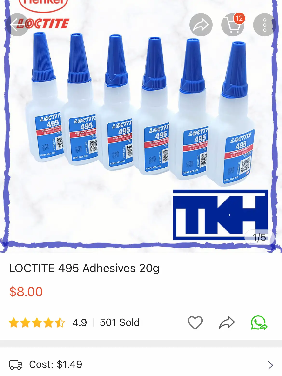 (50g x 4pcs) Loctite 401 Multi-Purpose Instant Adhesive Stronger Super Glue