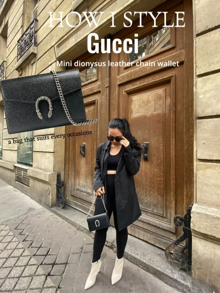 Gucci Dionysus wallet on chain bag outfit