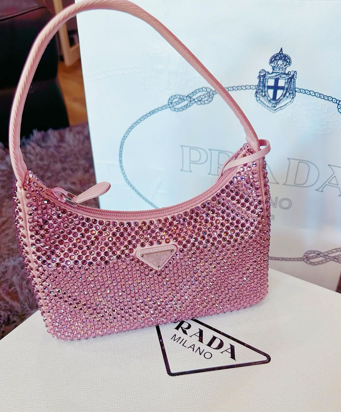 Prada Re-Edition 2000 Crystal Bag Pink