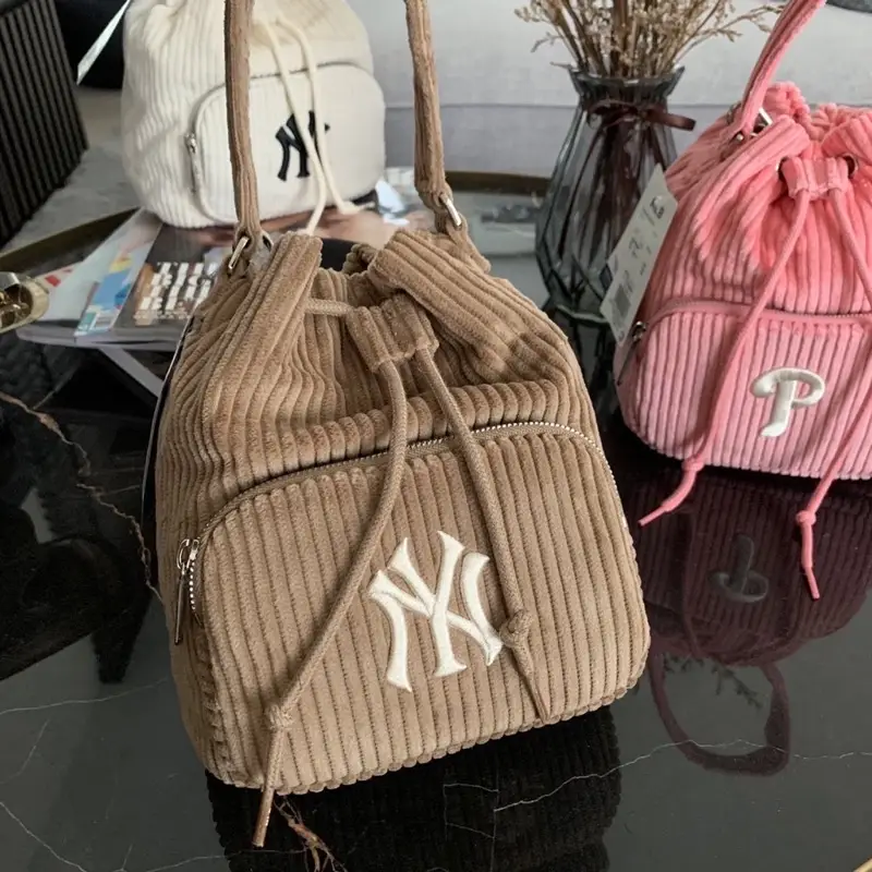 MLB Korea Bucket Corduroy & Monogram Backpack Waist Hobo Bag