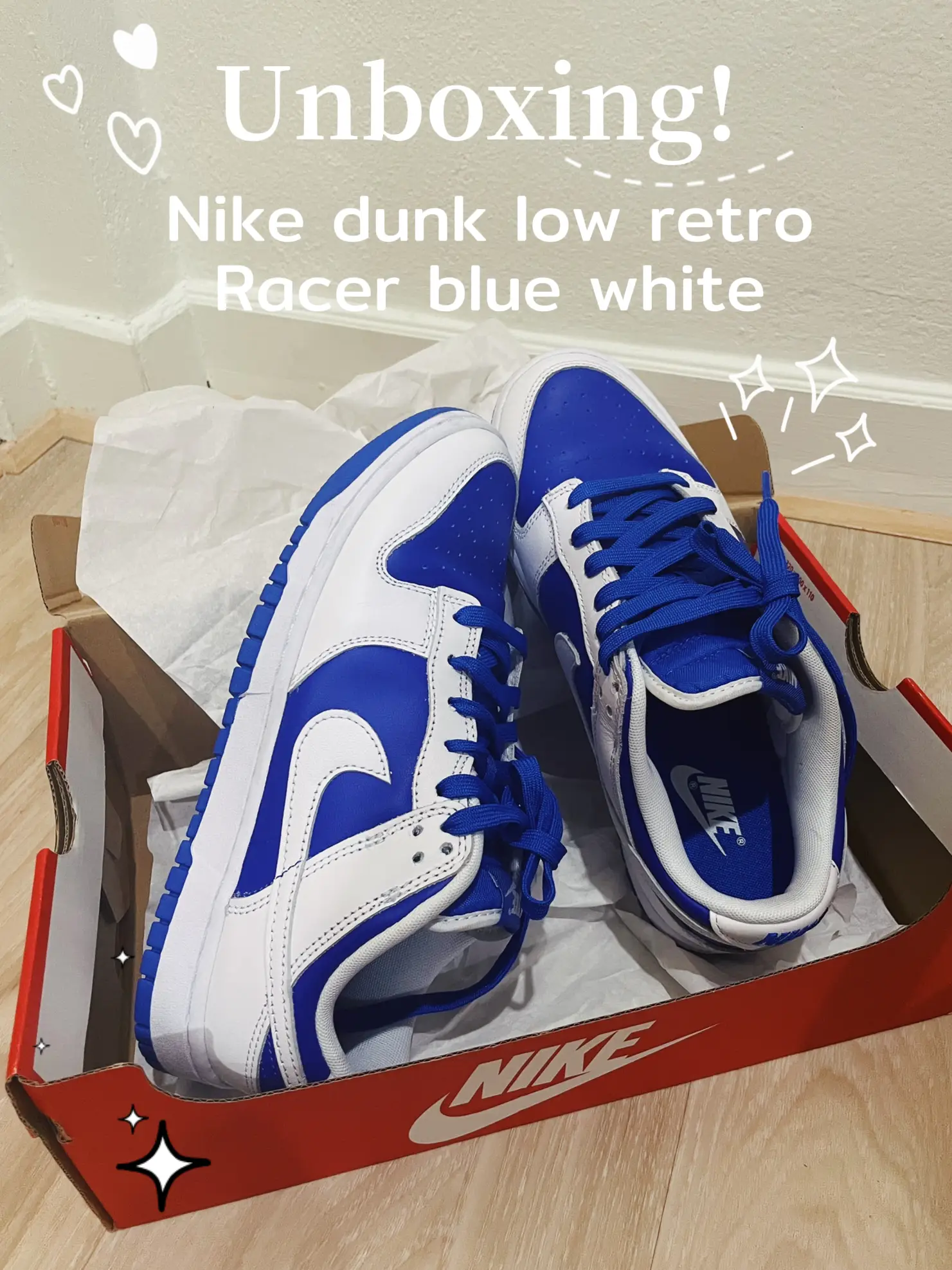 แกะกล่อง Nike Dunk low Retro /racer blue white | Gallery posted by