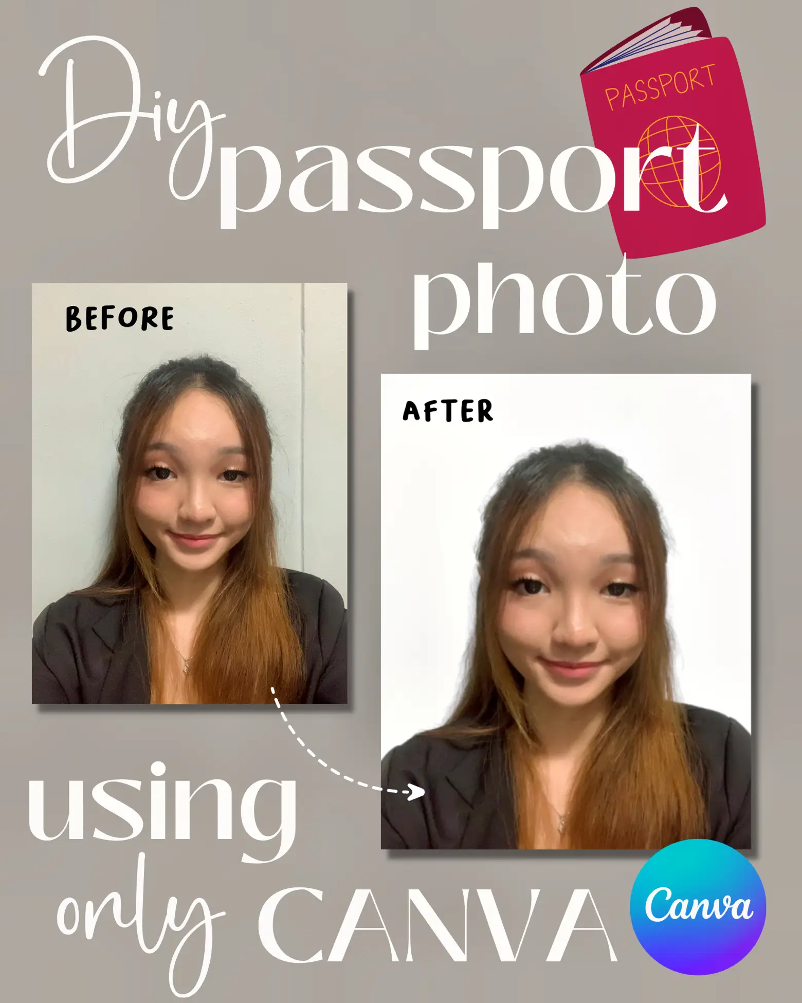 How to make a passport photo using ONLY Canva ️🇸🇬 | Gallery posted by ...