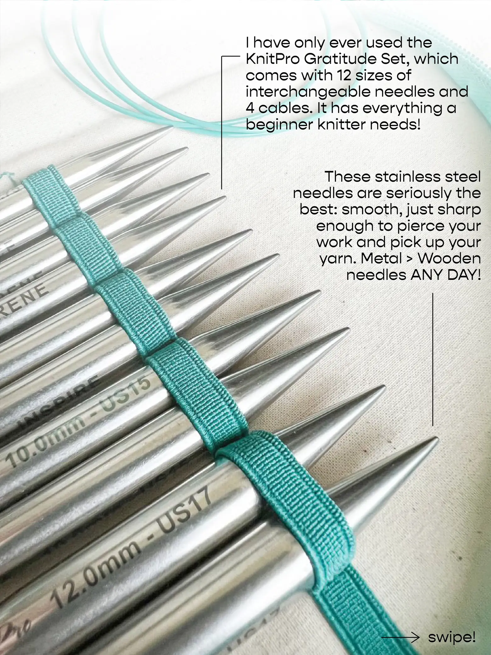 Heavy Metal™ Stainless Steel Interchangeable Knitting Needles