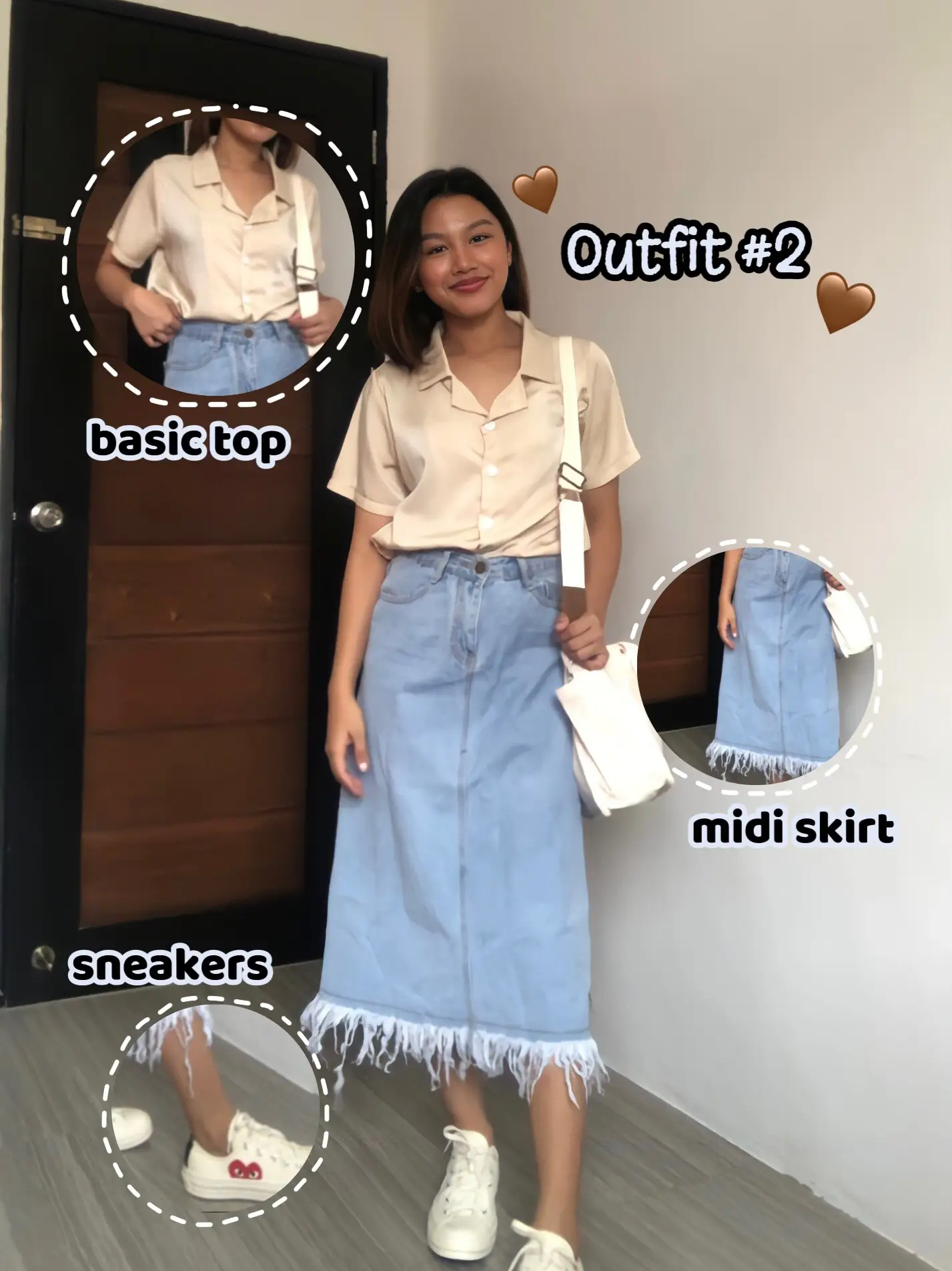 Denim skirt college outlet outfit