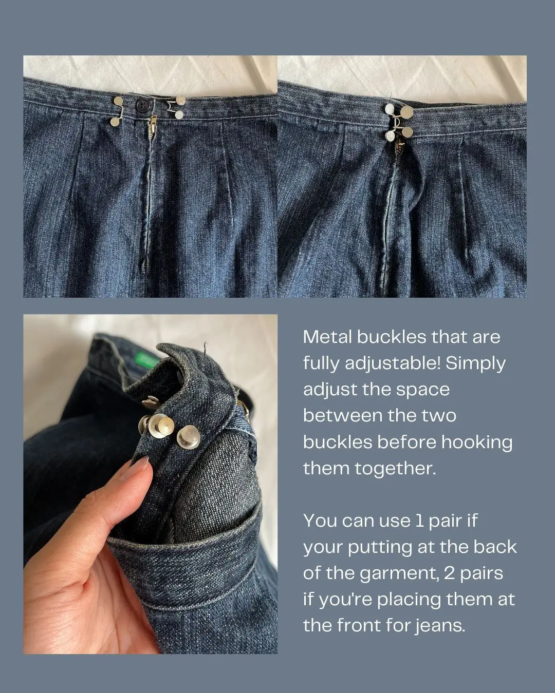 2pairs Jeans Dress Buttons Diy Pants Clip Waist Tightener Buttons