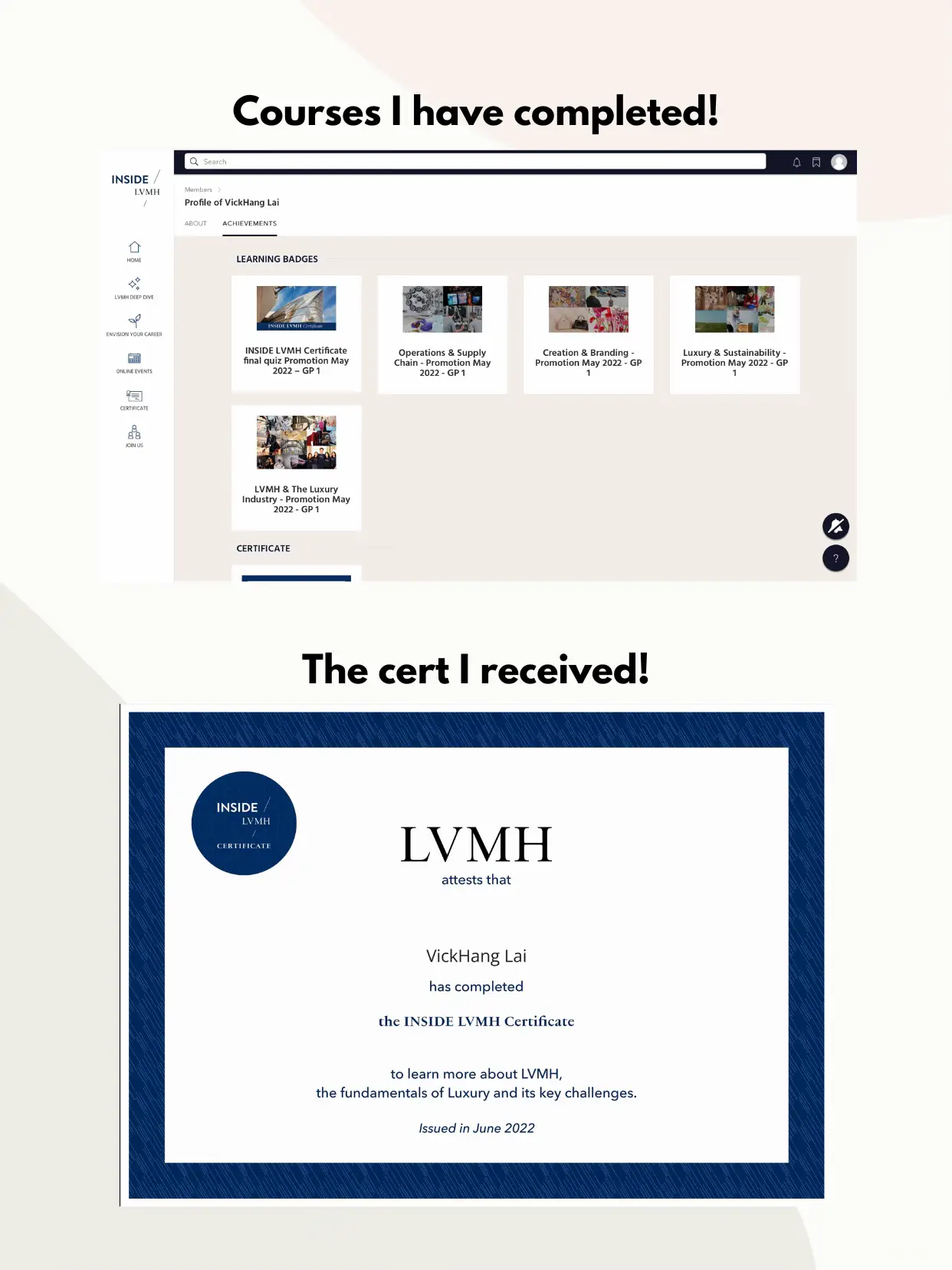 INSIDE LVMH Certificate - Promotion October 2022
