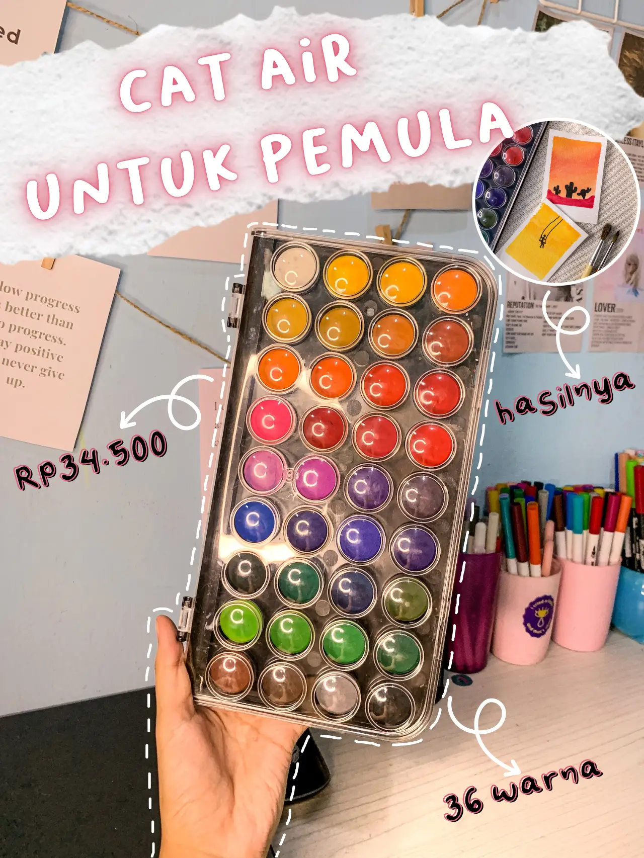 Siapa yang suka koleksi watercolor? Yuk cobain set watercolor ini