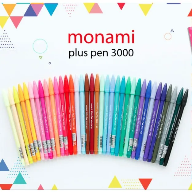 MONAMI Plus Pen 3000 Felt Tip Pens, Fine Point (0.4mm), Coloring