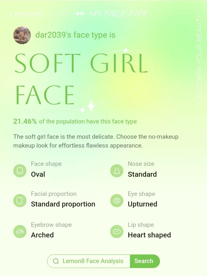 My Face Analysis Report แกลเลอรีที่โพสต์โดย Dar Lemon8