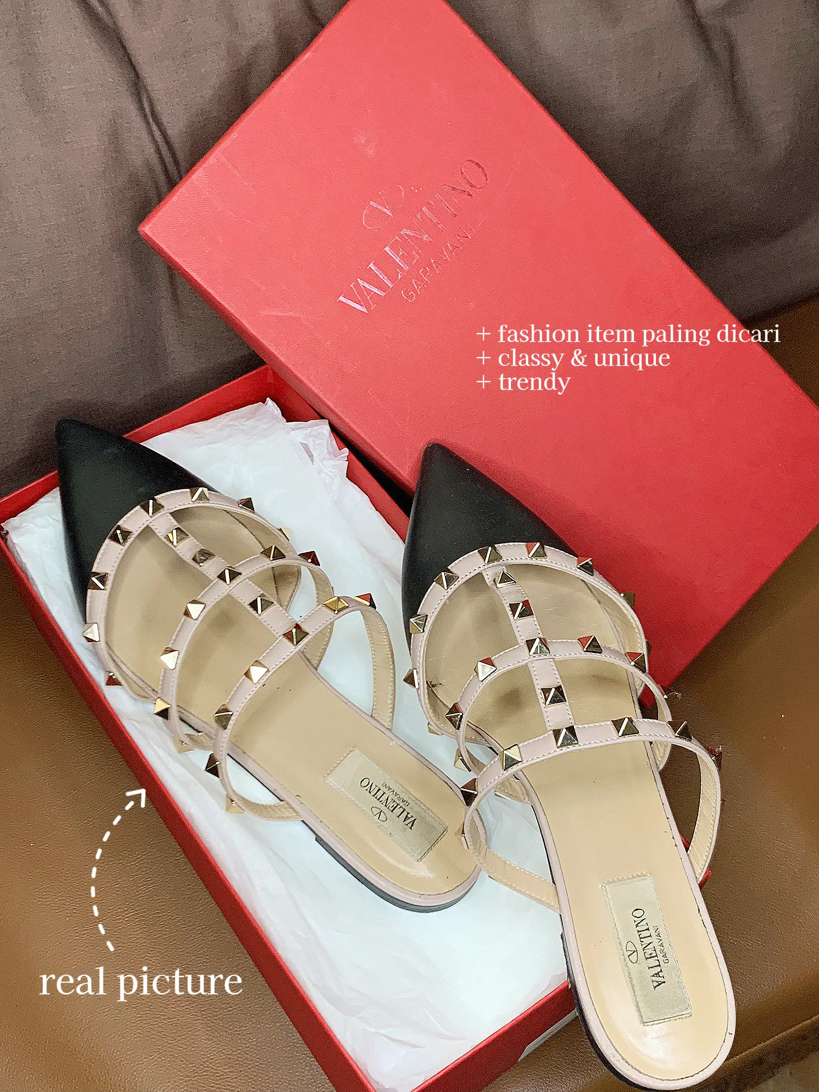 REVIEW VALENTINO ROCKSTUD SLIPPERS worth it Galeri