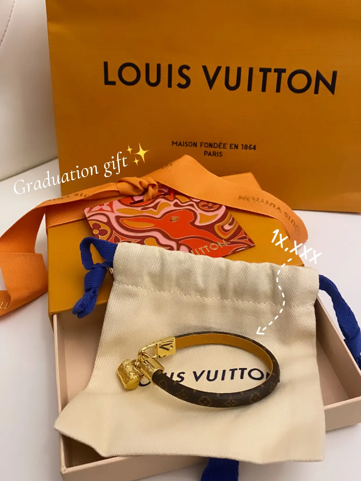 AUTHENTIC LOUIS VUITTON LARGE GIFT BOX WITH RIBBON & PURCHASE LV ENVELOPE