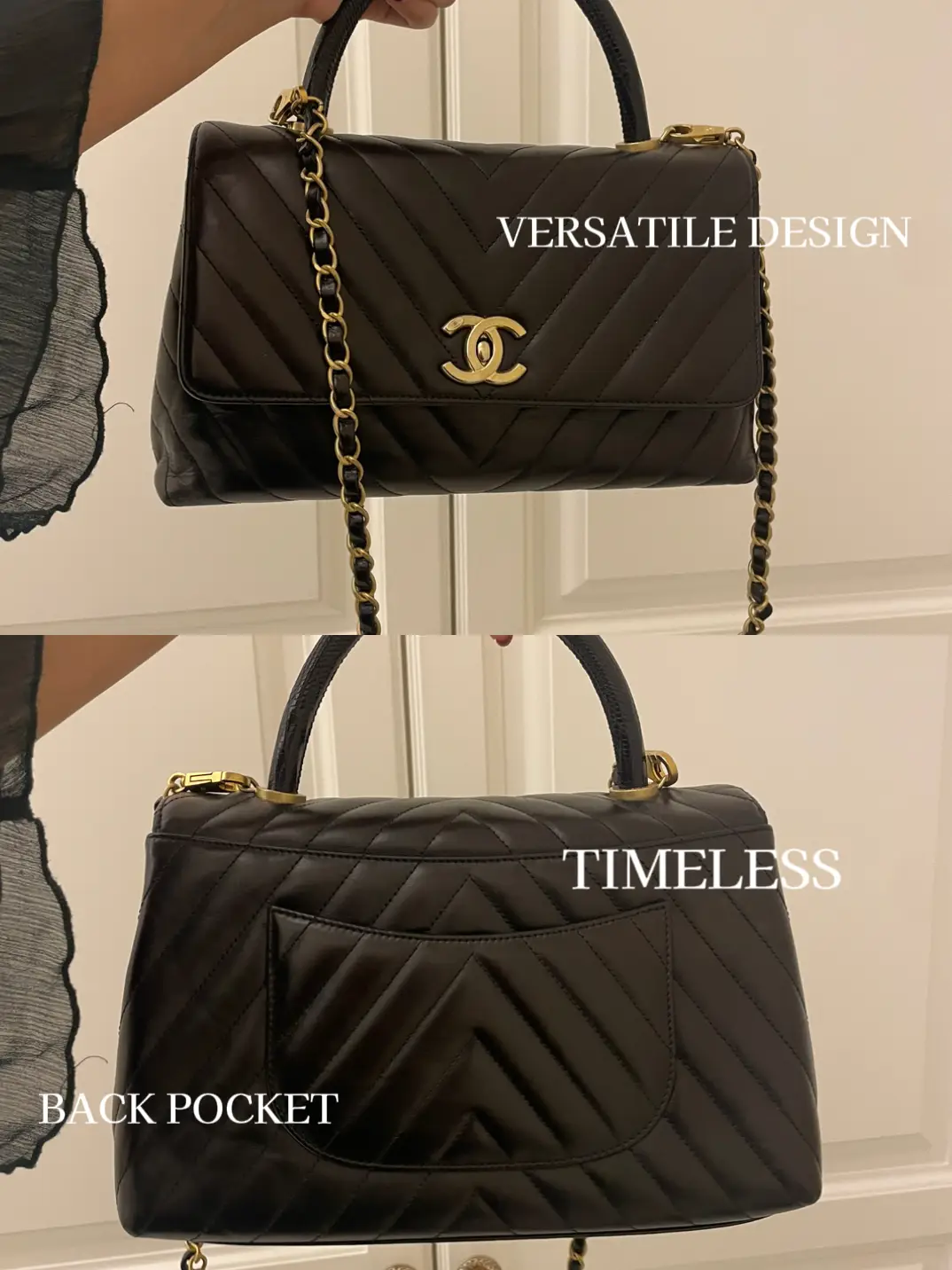 Chanel Black Calfksin and Lizard Large Coco Handle Bag