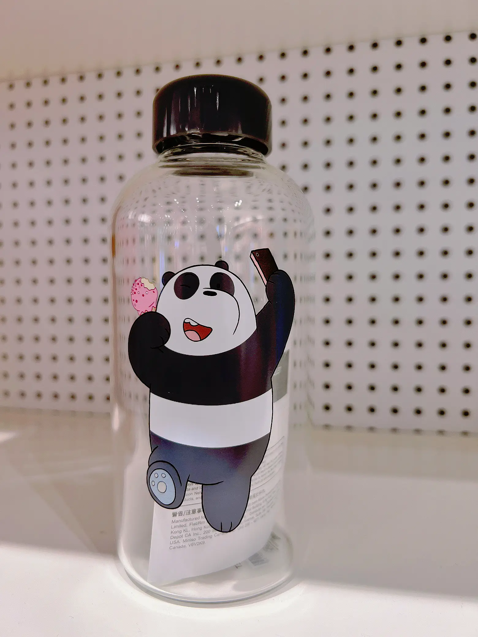 We Bare Bears Collection Plastic Cool Water Bottle with Decoration  (600mL)(Panda)