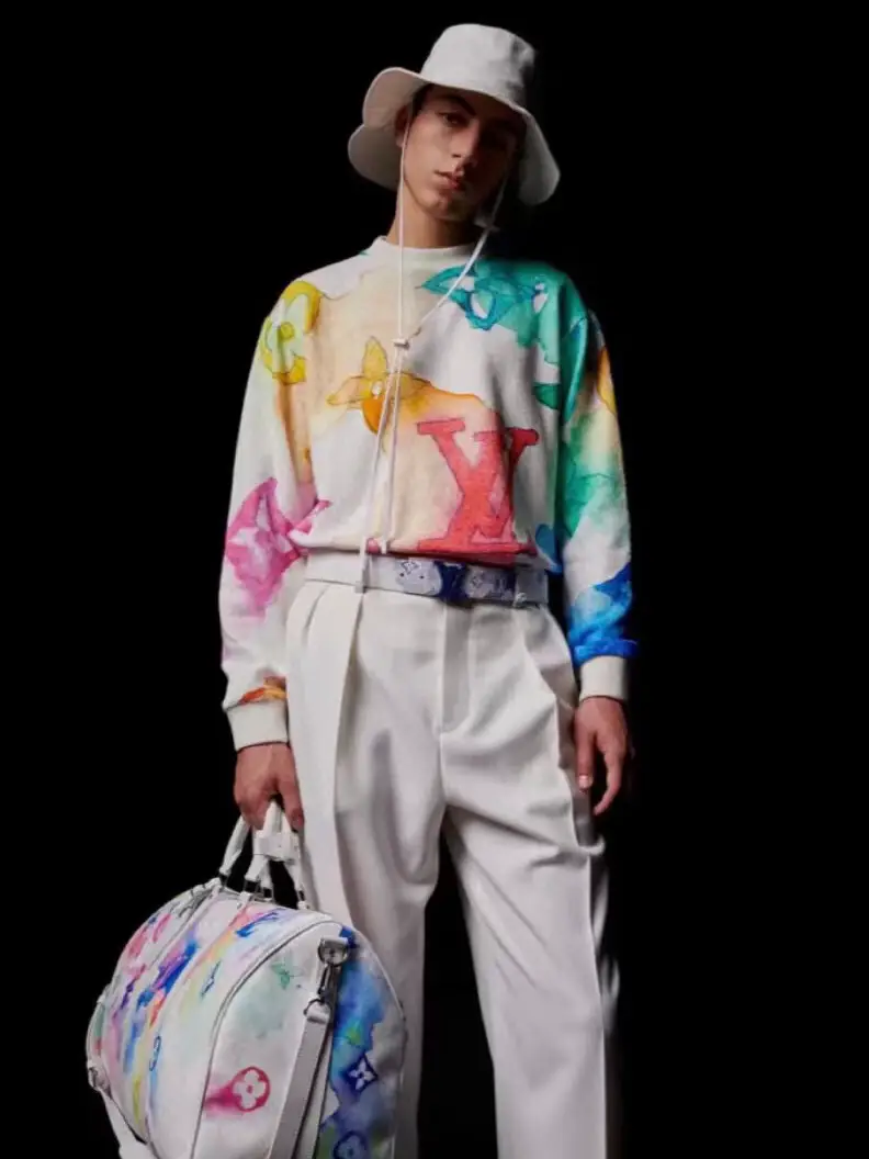 Personalized Louis Vuitton Watercolor Splash On White Combo Luxury Hoodie,  Long Pants - Tagotee