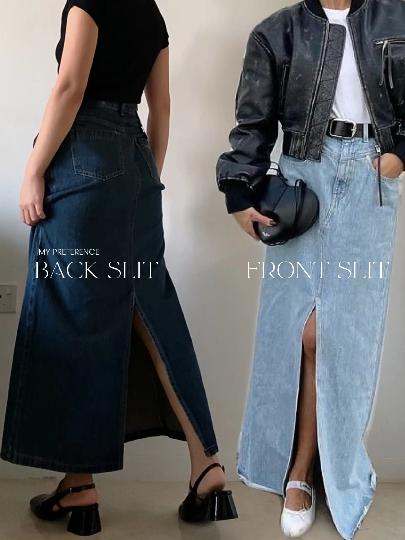 Stylish & effortless looks with Maxi denim skirt 🖤