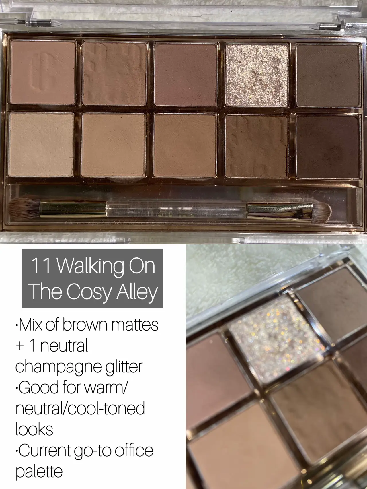 CLIO Pro Eye Shadow Palette, Matte, Shimmer, Glitter, Pearls, Highly  Pigments, Long-Wearing (011 WALKING ON THE COSY ALLEY) I Valentines Gifts