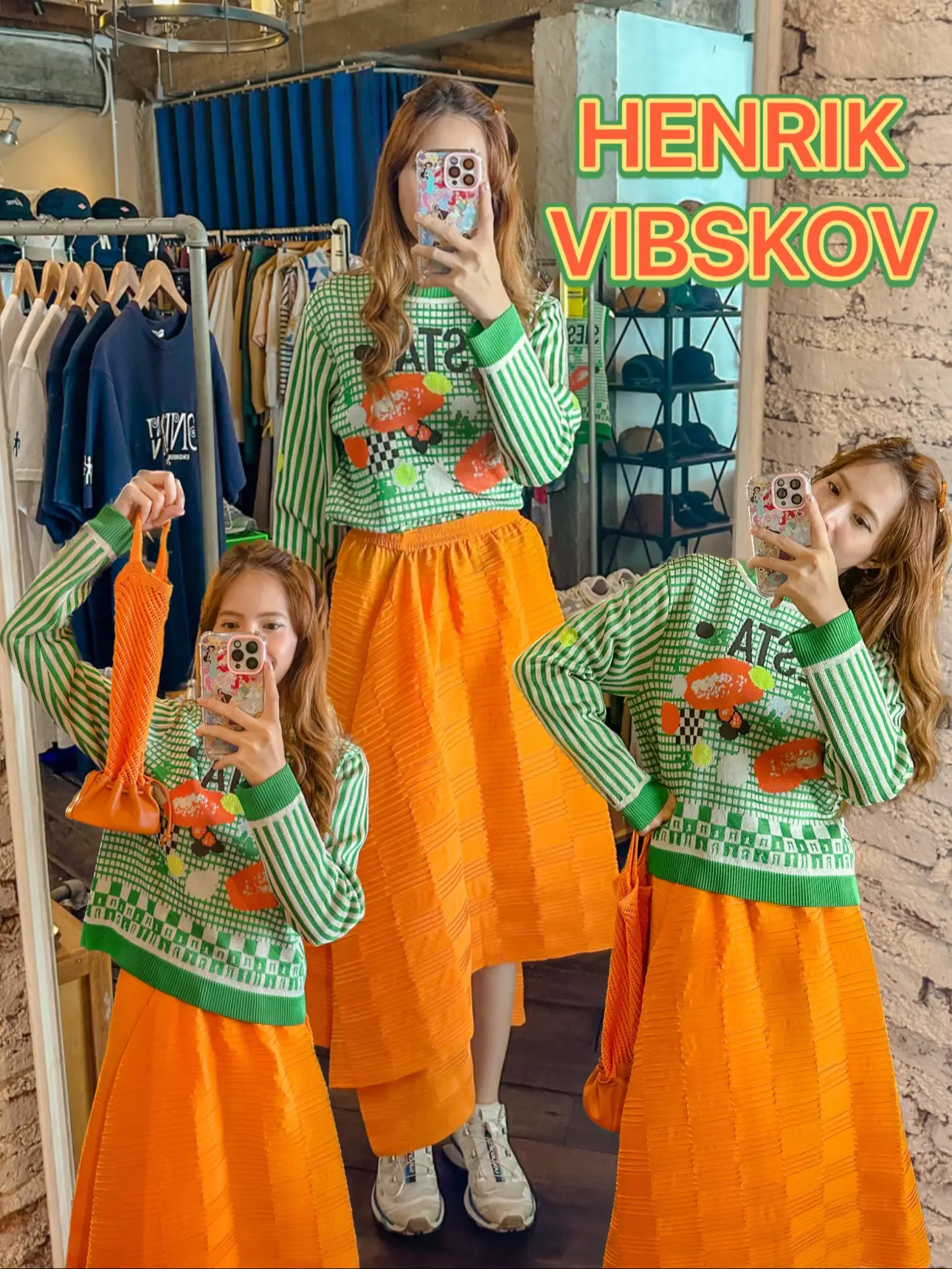 雑誌で紹介された HENRIK VIBSKOV スカート（オレンジ） - スカート