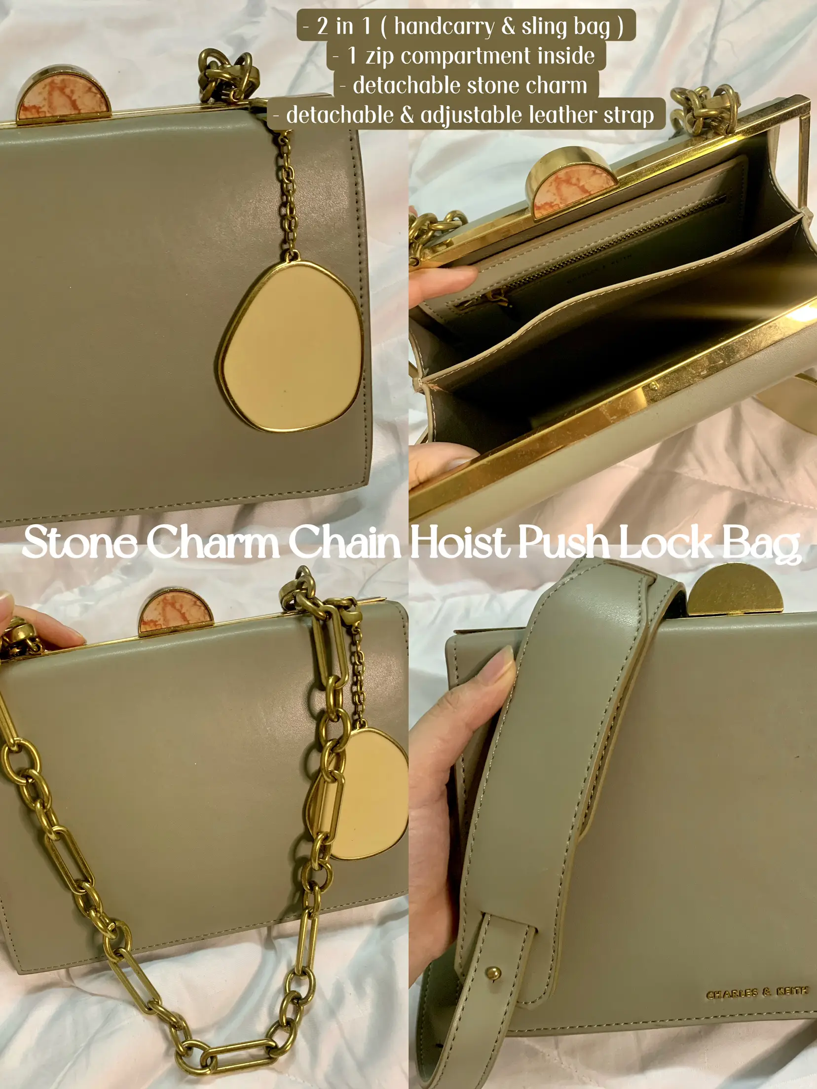 Charles & Keith Stone Charm Push Lock Bag