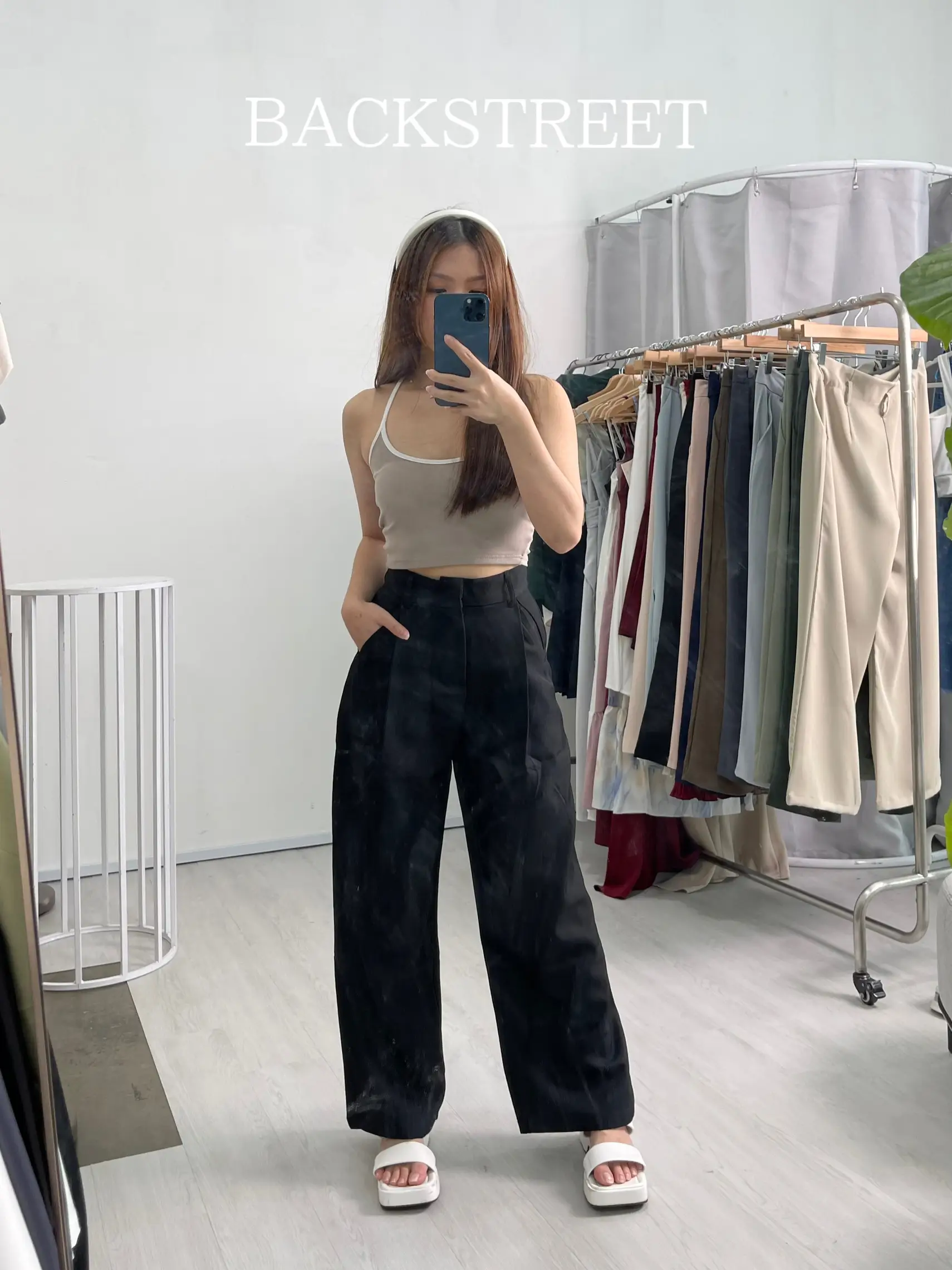 High waisted denim square pants, Women's Fashion, Bottoms, Other Bottoms on  Carousell