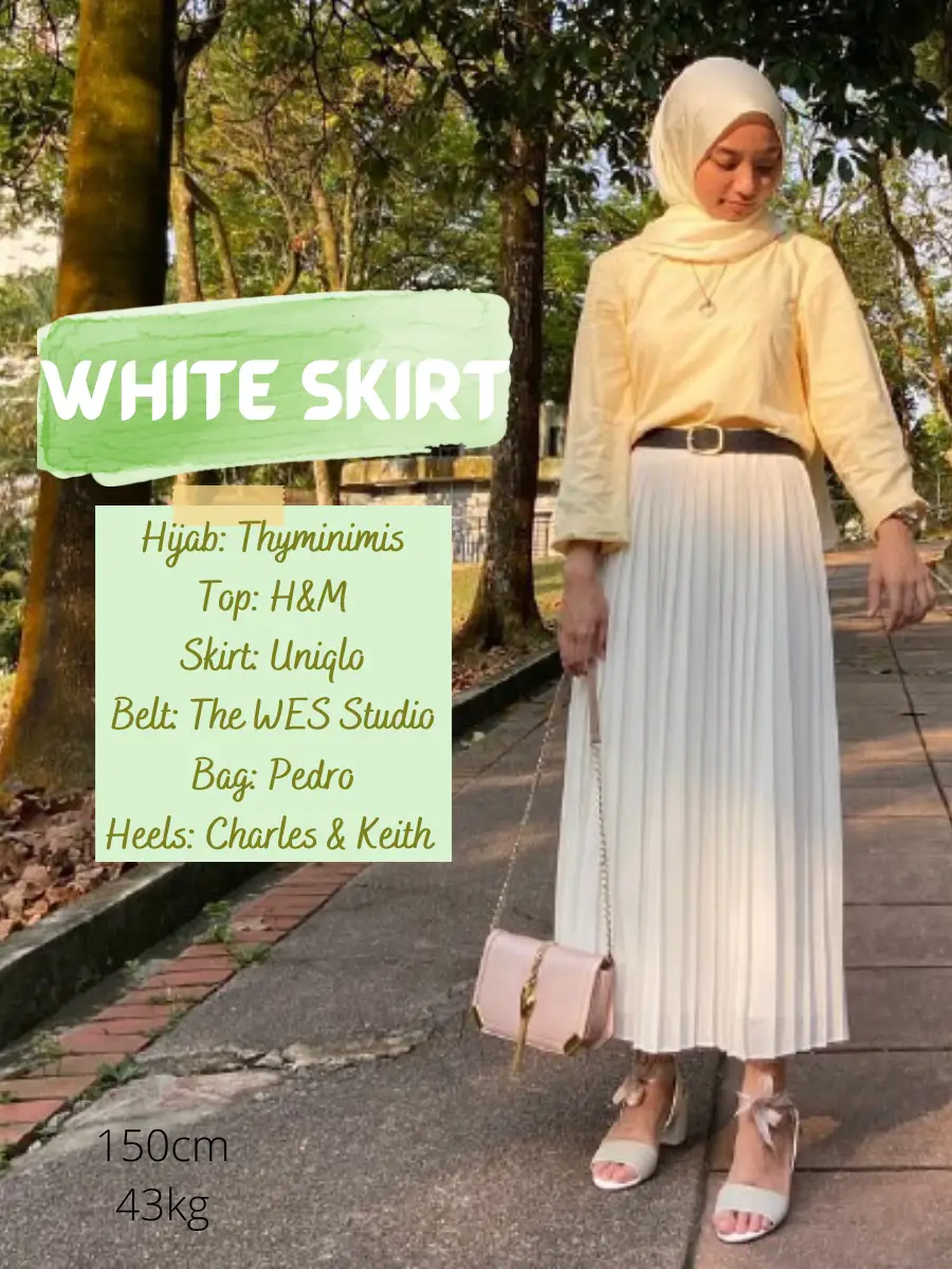 White pleated hotsell skirt uniqlo