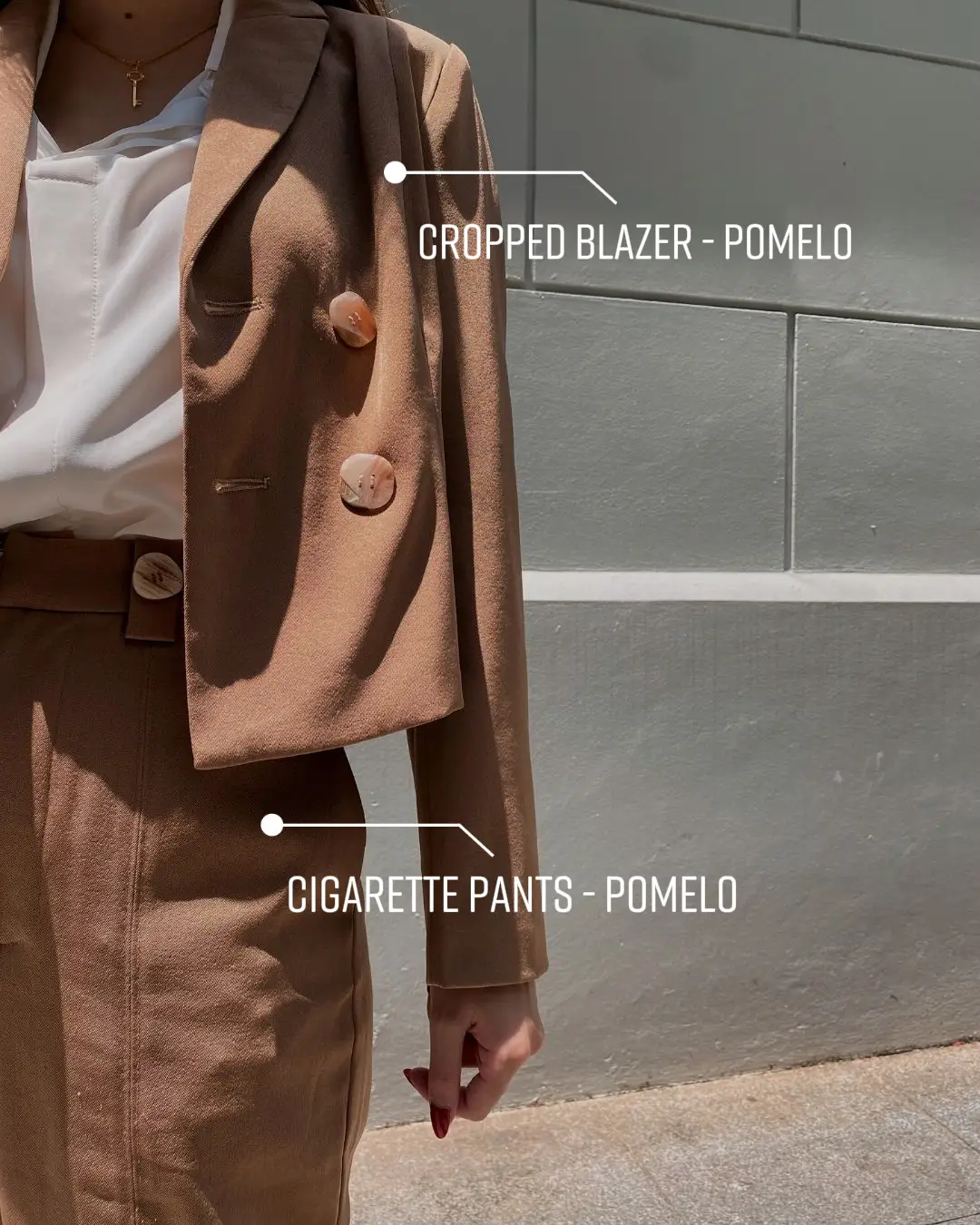 Cropped Blazer - Beige - Pomelo Fashion