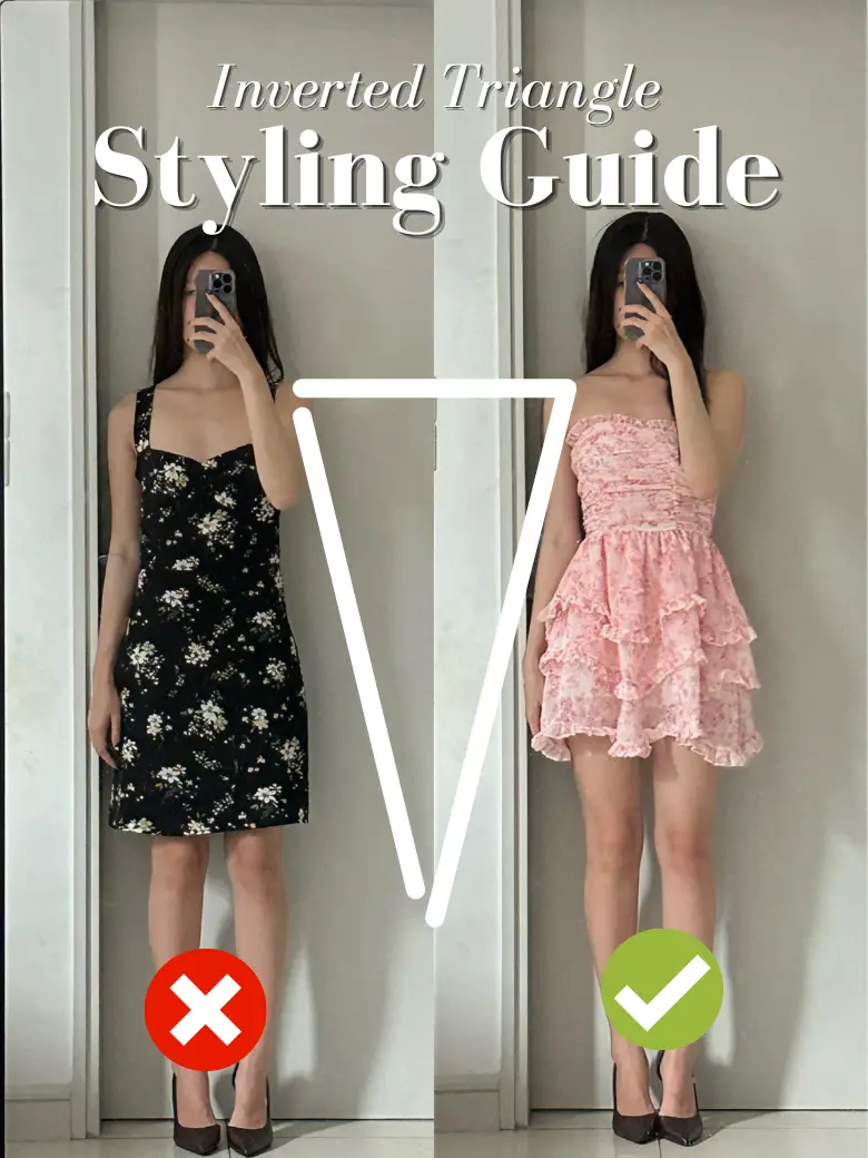 Inverted triangle fashion, Dress style, Triangle body shape outfits