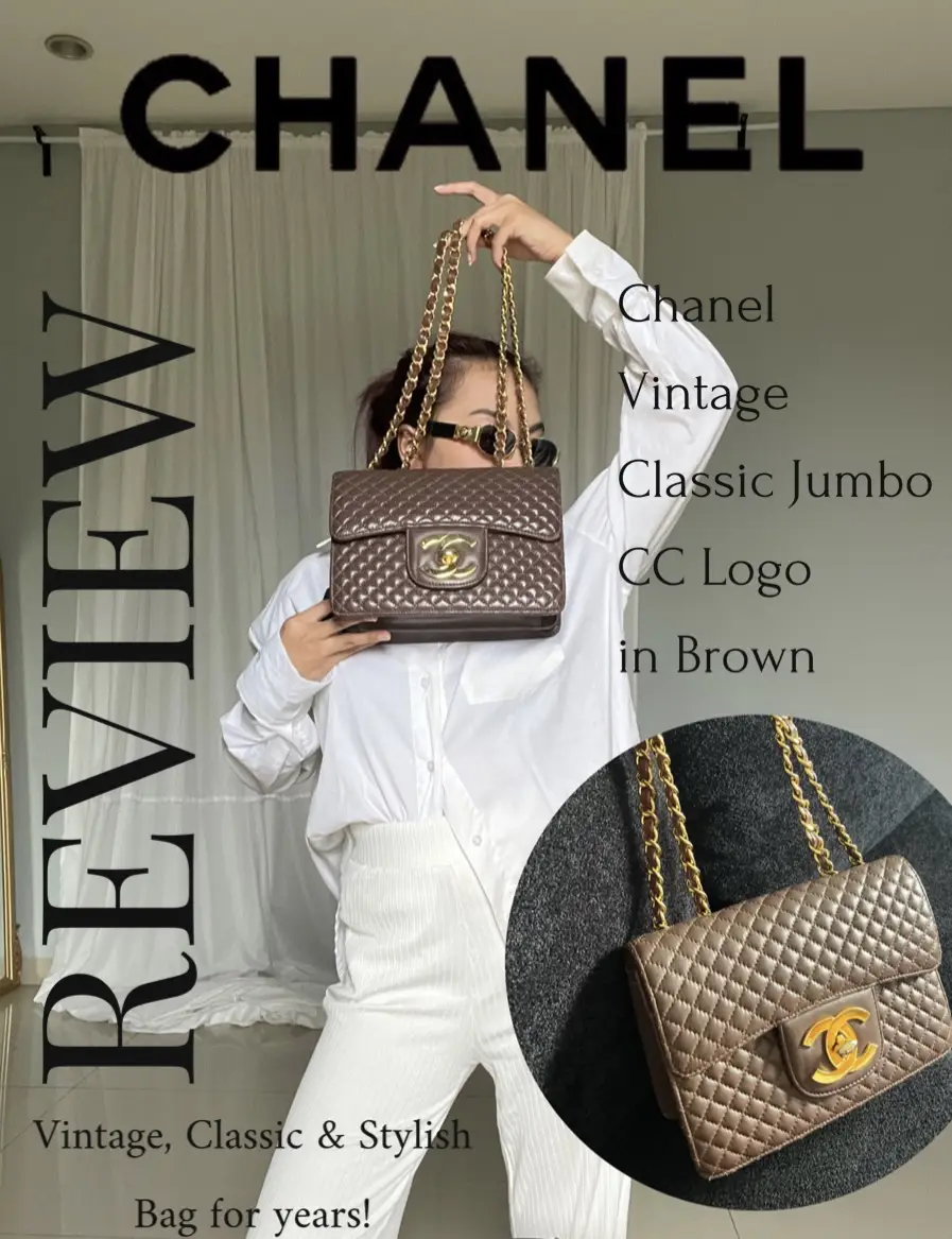 REVIEW CHANEL VINTAGE CLASSIC JUMBO CC LOGO- BROWN, Gallery posted by  Rania Shafira