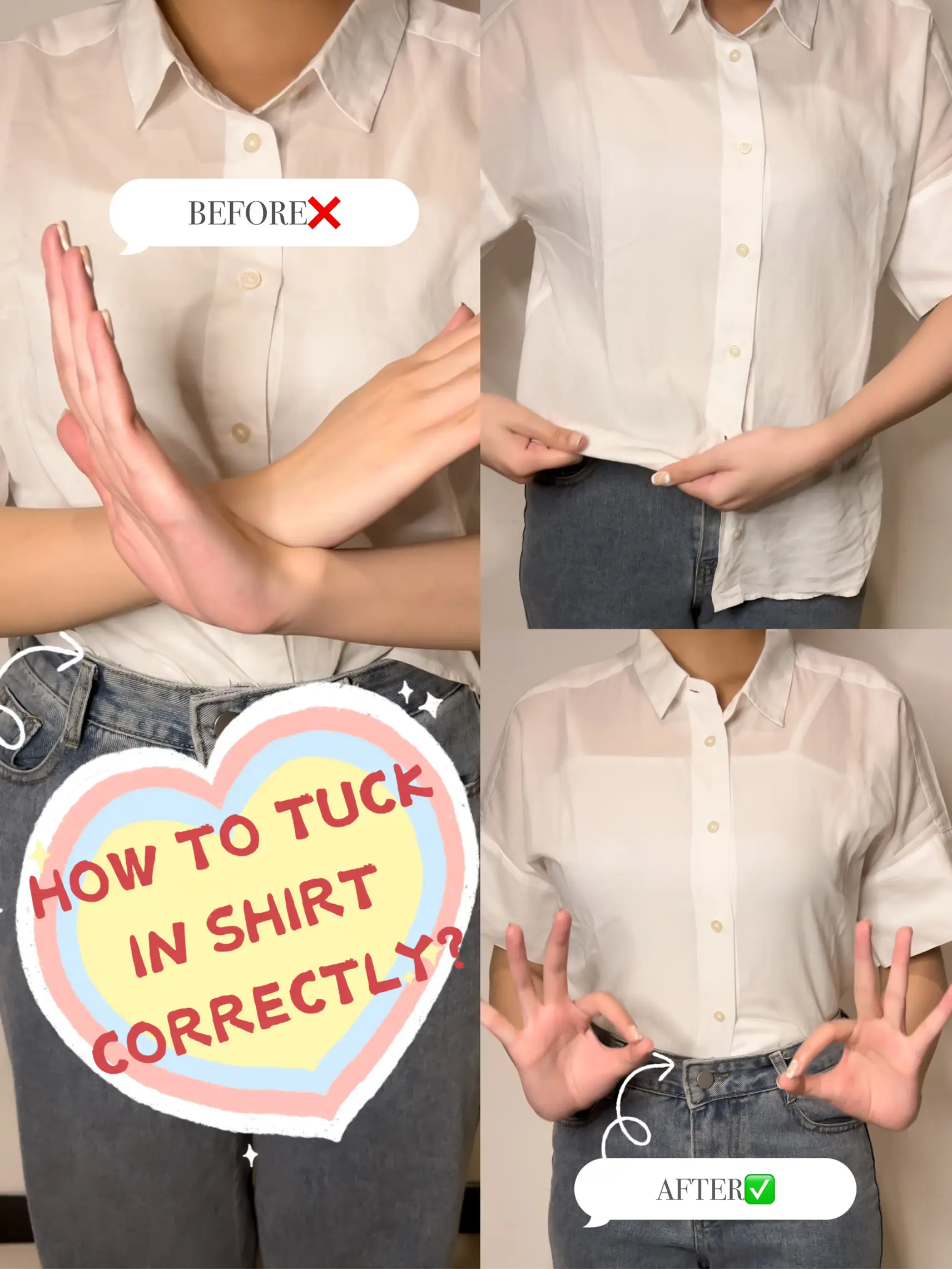 ✨HOW TO TUCK IN SHIRT CORRECTLY✓ | Video published by Charmine