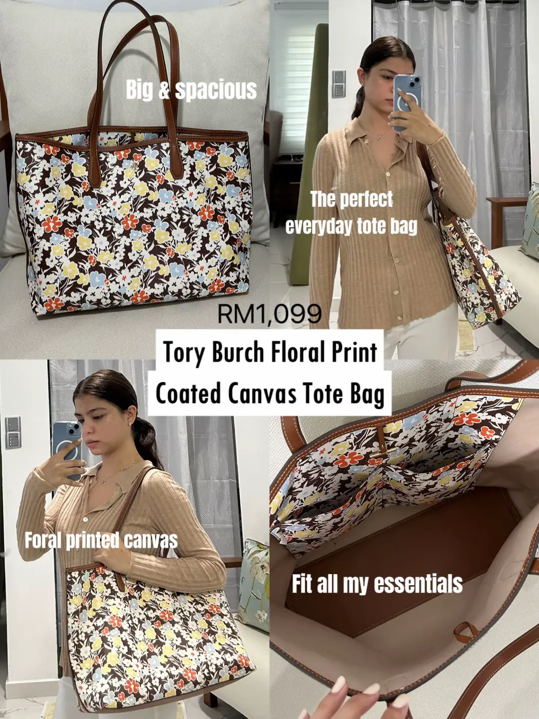 Tory Burch Pattern Print Canvas Tote Bag