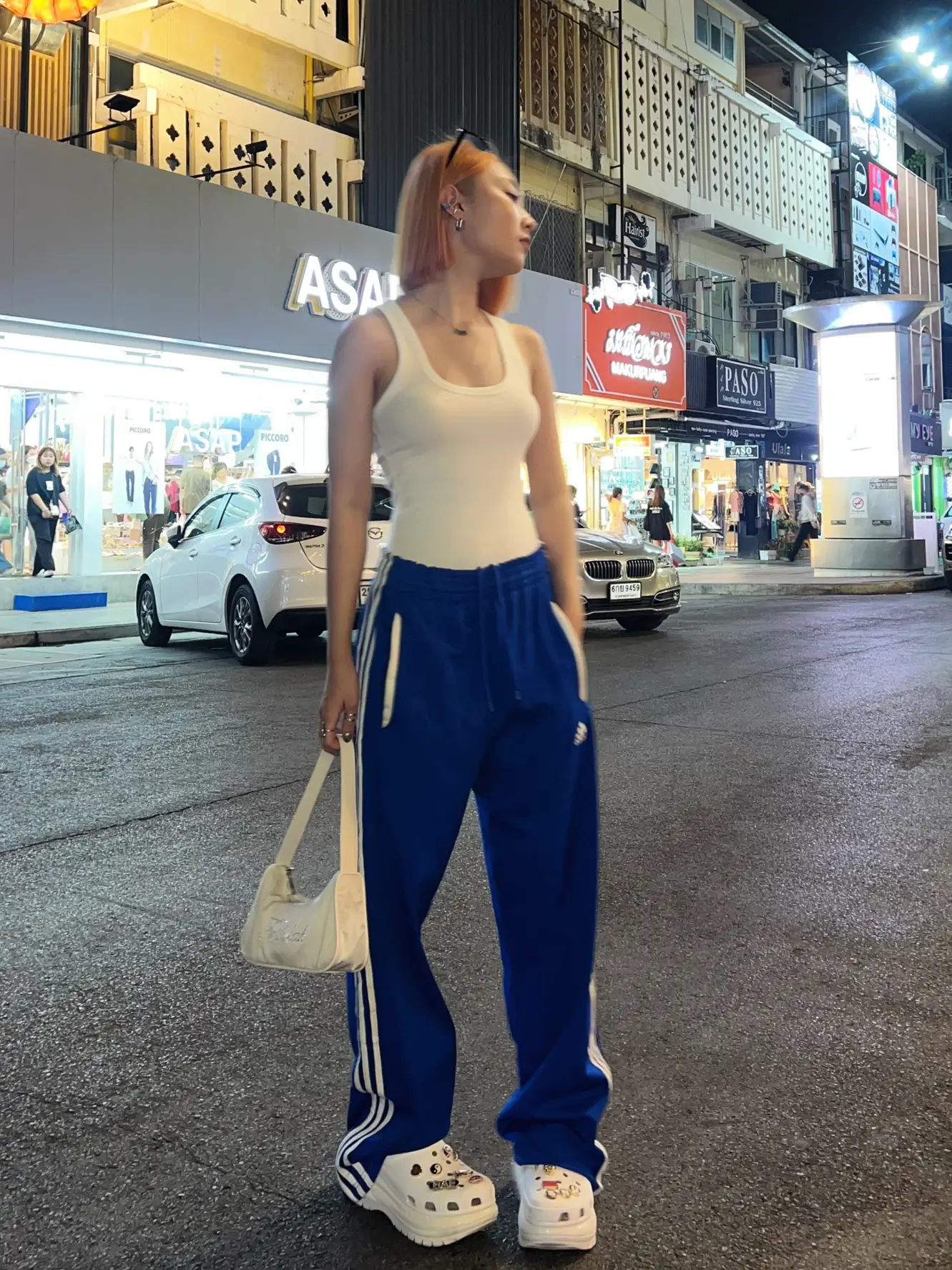 Adidas track pants street style hot sale