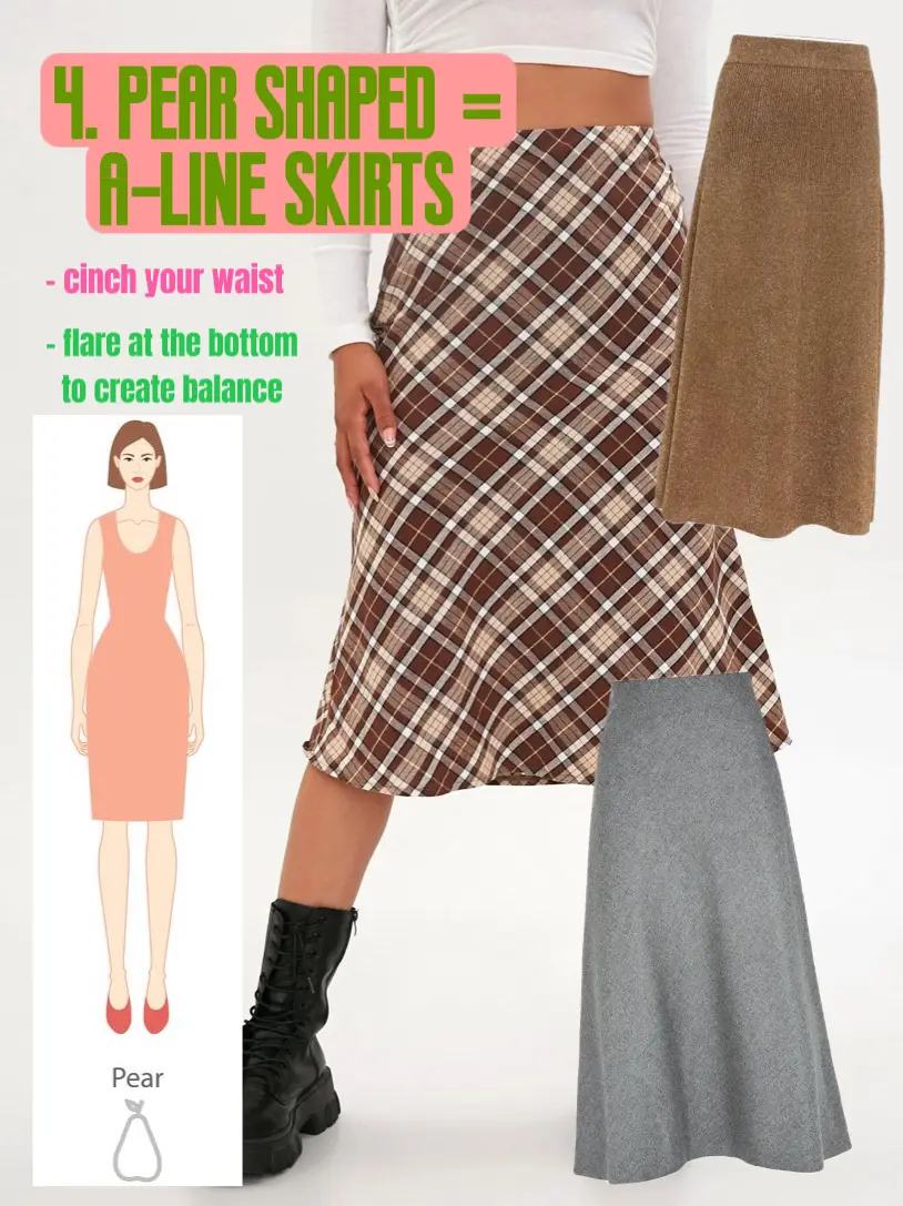 A-line skirts are pretty good for the pear shape body #outfitideas