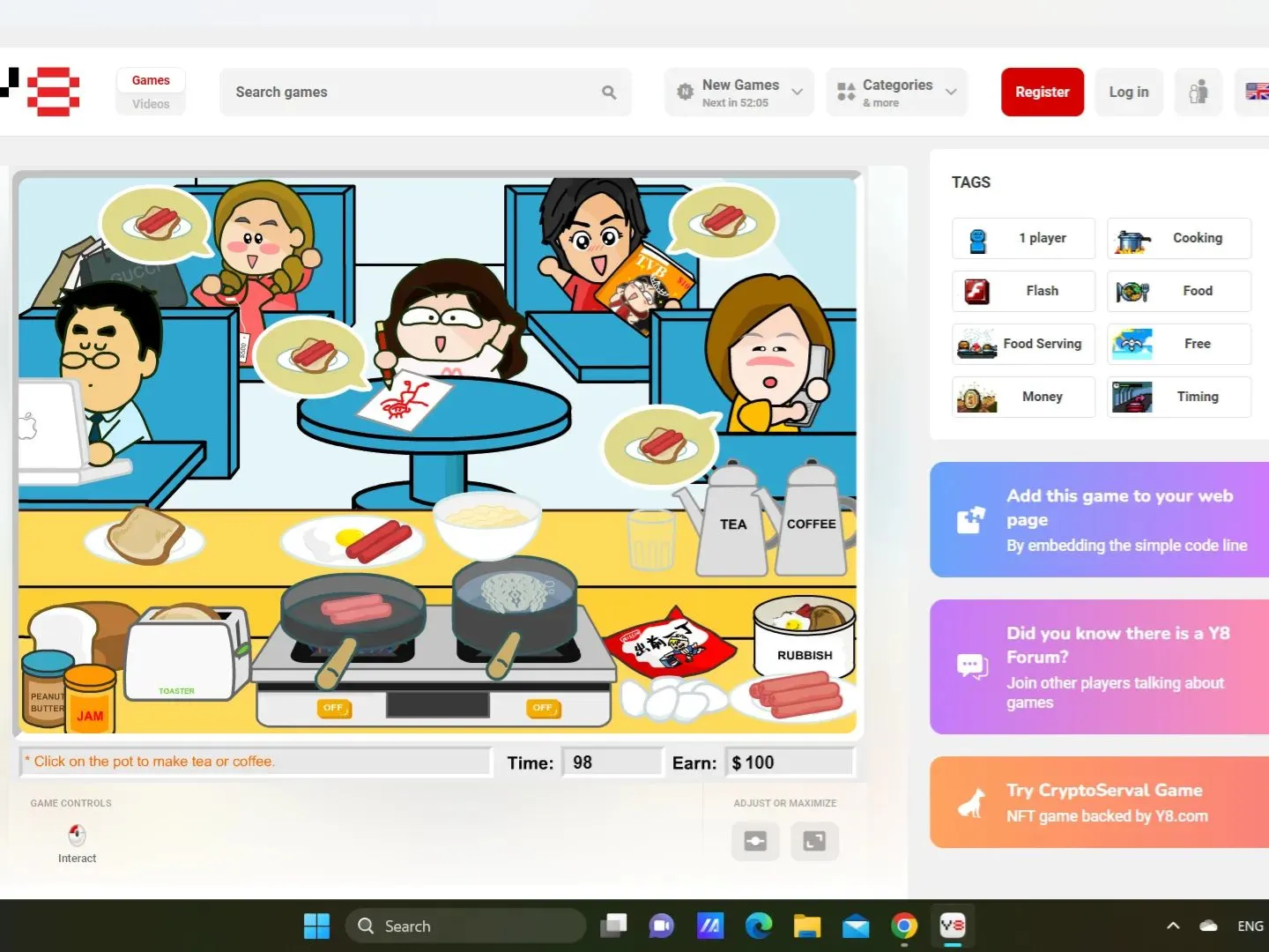 HK Café Game - Play online at Y8 com 